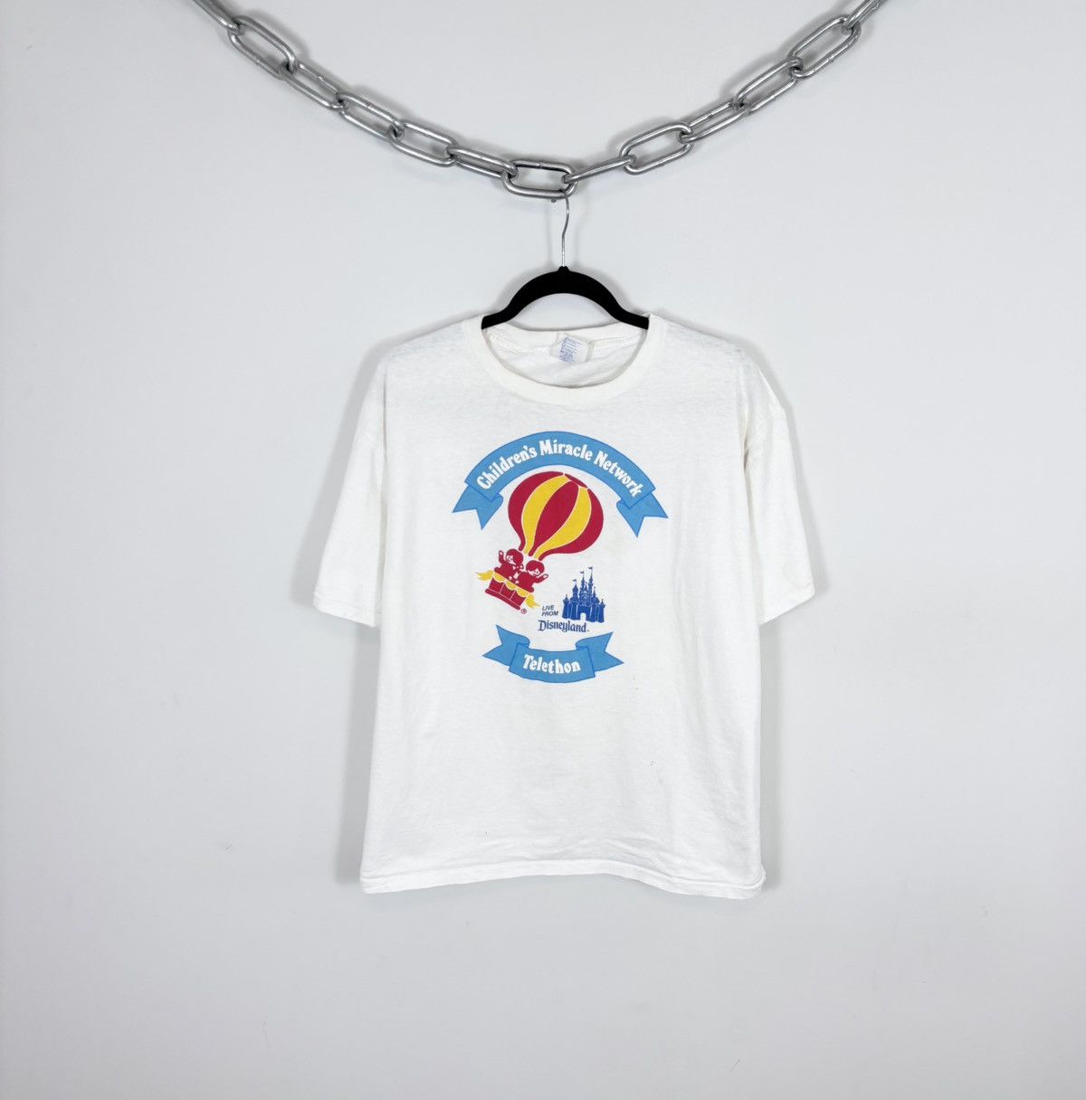 Disney Vintage 1990s Disneyland USA Big Logo White T-Shirt Tee Size US XL / EU 56 / 4 - 1 Thumbnail
