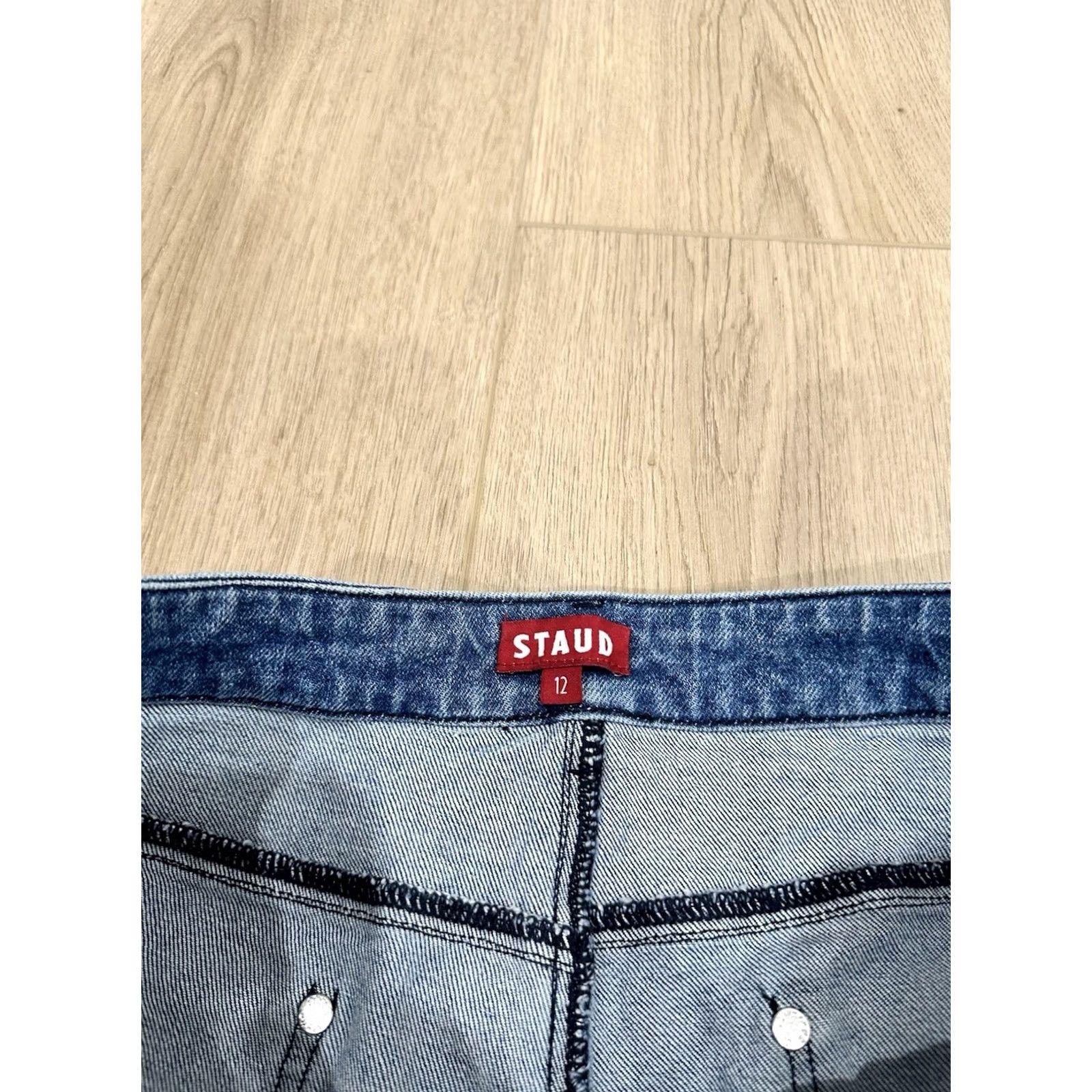 Staud STAUD Blue Denim Wide-Leg Jeans Women's 12 Jeans Blue Wide-Leg 33in Inseam Womens Denim Pant) Size 34" / US 12 / IT 48 - 6 Thumbnail
