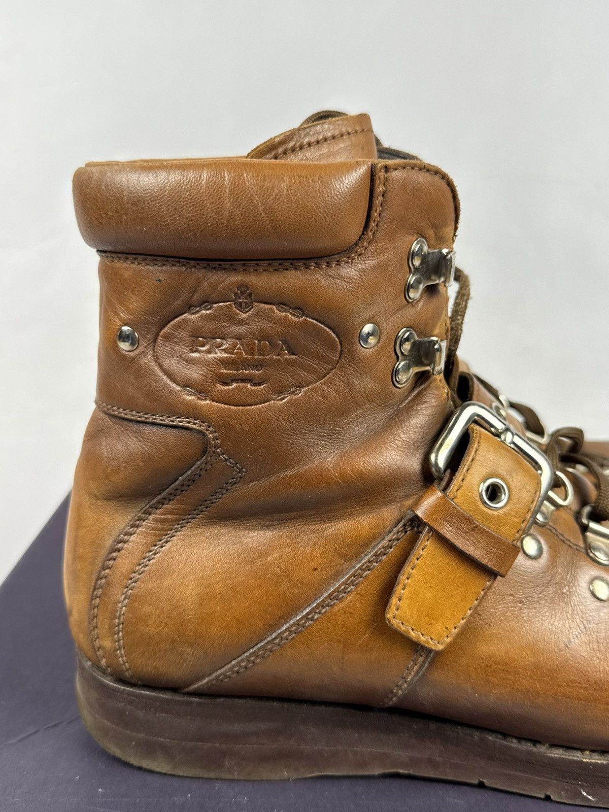 Prada Prada Milano Leather Hiking Boots Brown – Size 10 men Size US 10 / EU 43 - 9 Thumbnail