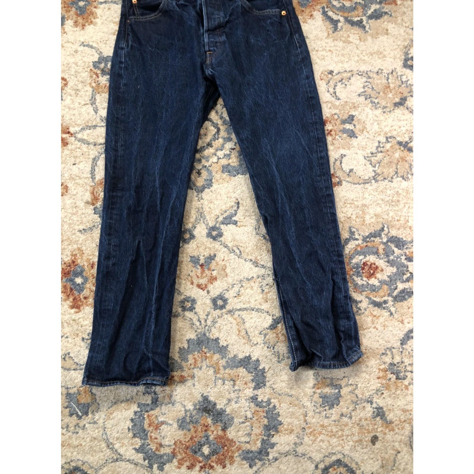 Levi's Levi's 501 Jeans Mens 30x30 Blue Dark Wash Straight Leg Button Fly Denim Pants Size US 30 / EU 46 - 4 Thumbnail