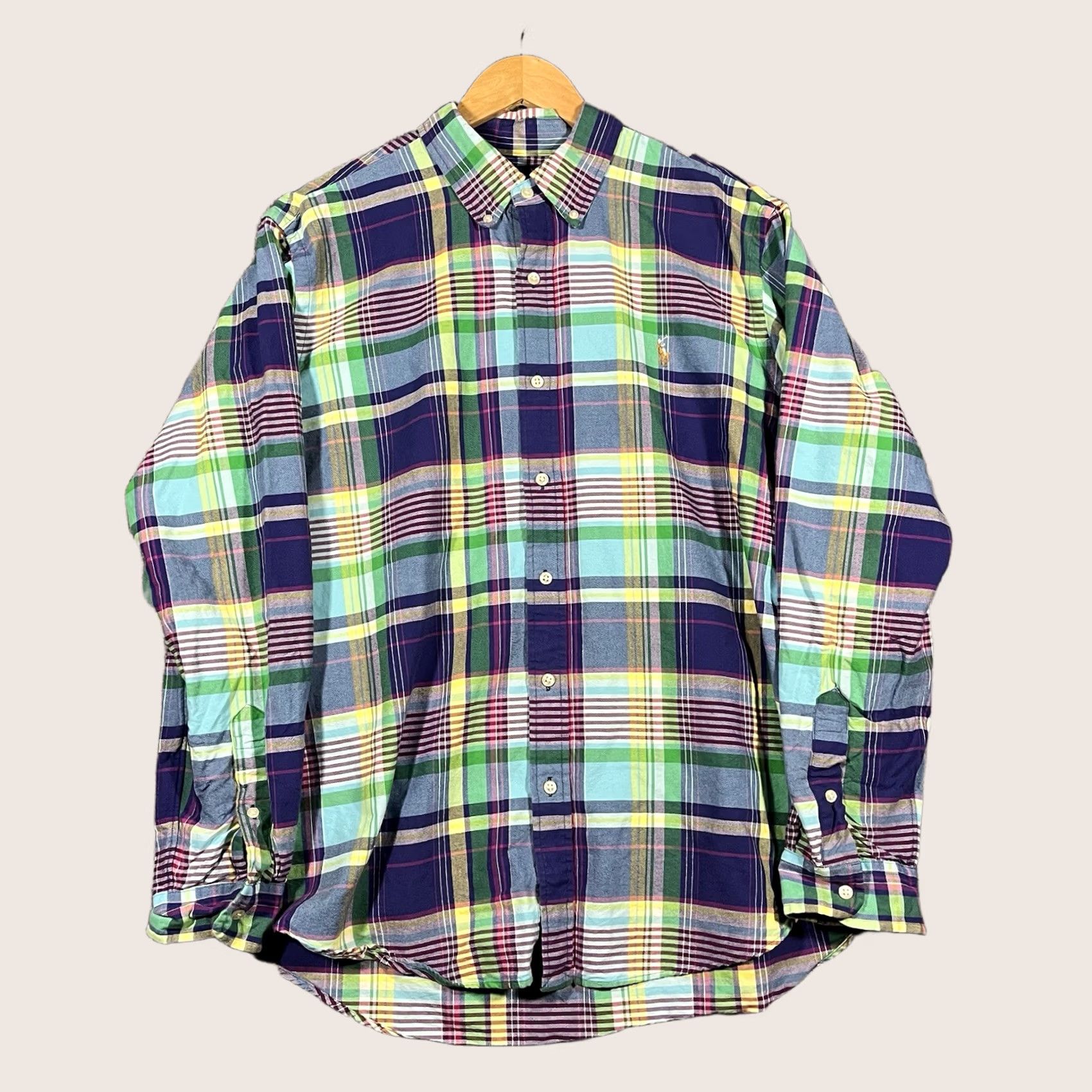 Polo Ralph Lauren Polo Ralph Lauren Plaid Shirt Mens XL Blue Green Long Sleeve Casual Button Pony Shirt Size US XL / EU 56 / 4 - 1 Thumbnail