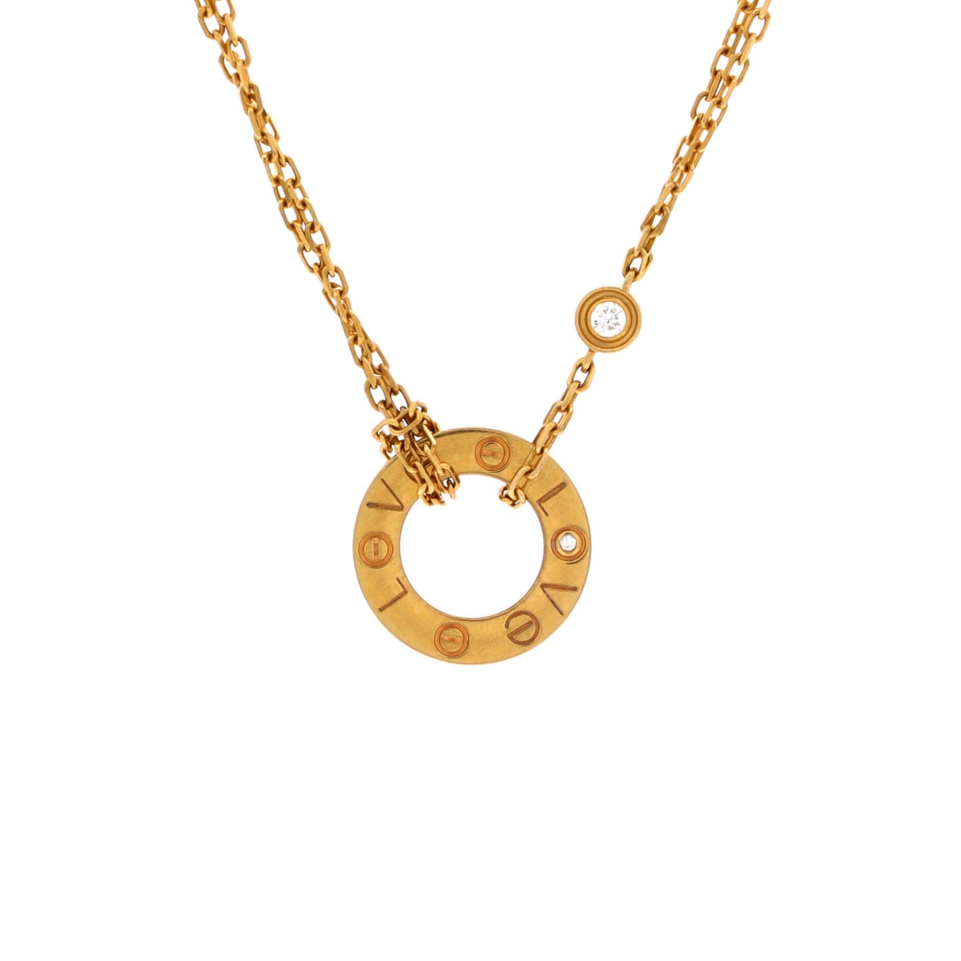 Cartier 2 Diamonds Love Pendant Necklace Size ONE SIZE - 1 Thumbnail