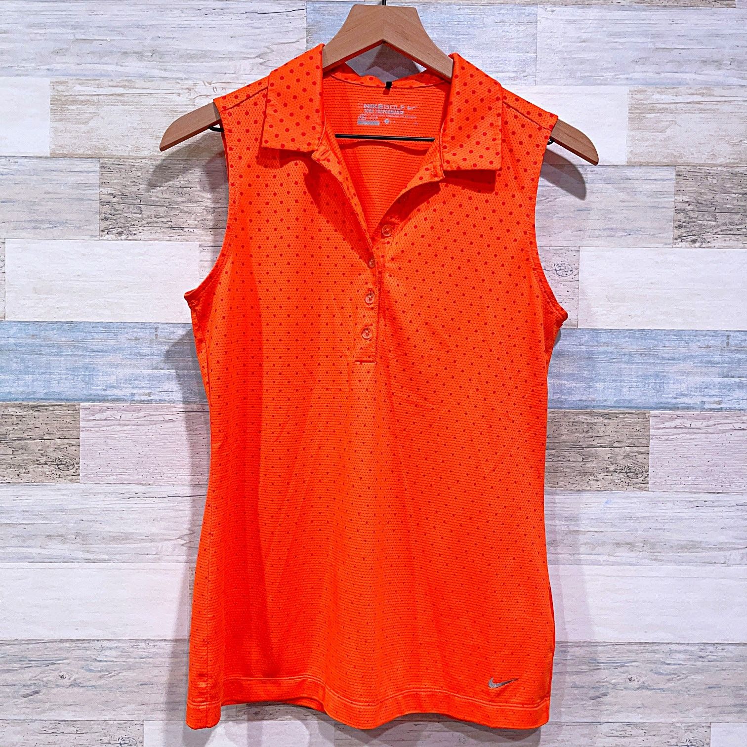 Nike Nike Golf Tour Performance Sleeveless Polo Orange Polka Dot Size S / US 4 / IT 40 - 1 Thumbnail