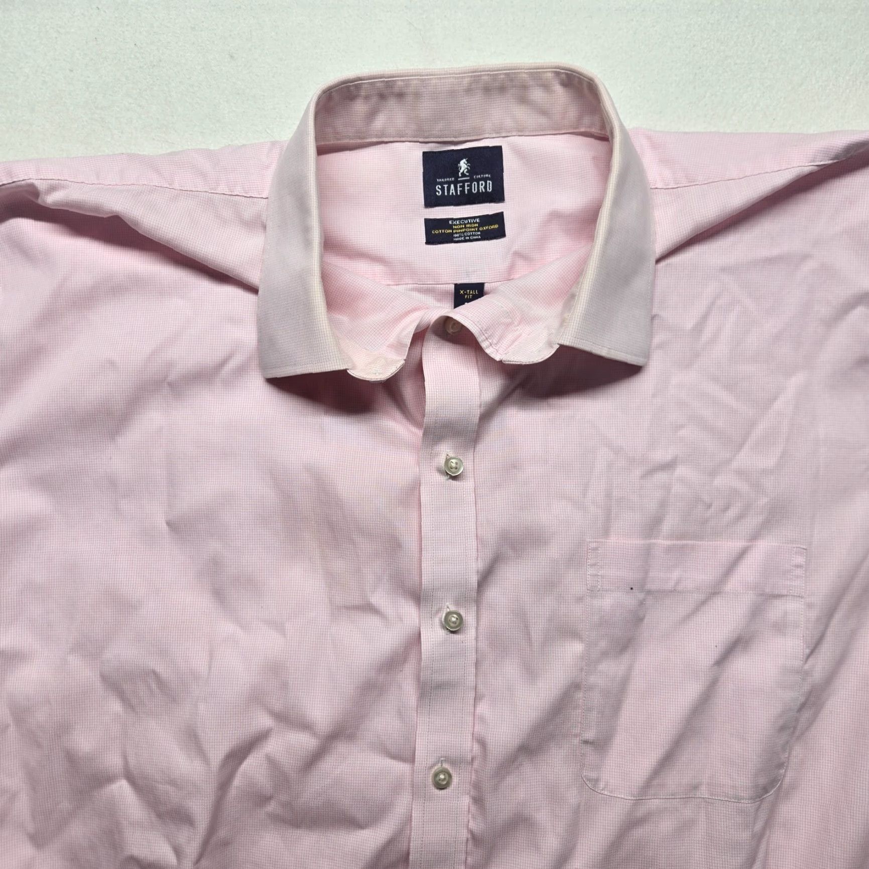 Stafford Stafford Shirt Men Adult Big & Tall Pink Long Sleeve Button-Down Collared 19 Chest 50 in Solid All Seasons Executive Pattern Church Office 90s? Size US XXL / EU 58 / 5 - 2 Thumbnail