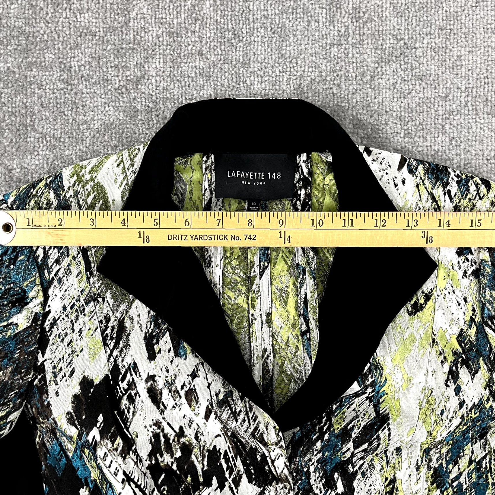 Vintage LAFAYETTE 148 NEW YORK Jacket Womens Size 10 100% Silk Abstract Art Blazer Snap Size L / US 10 / IT 46 - 6 Thumbnail