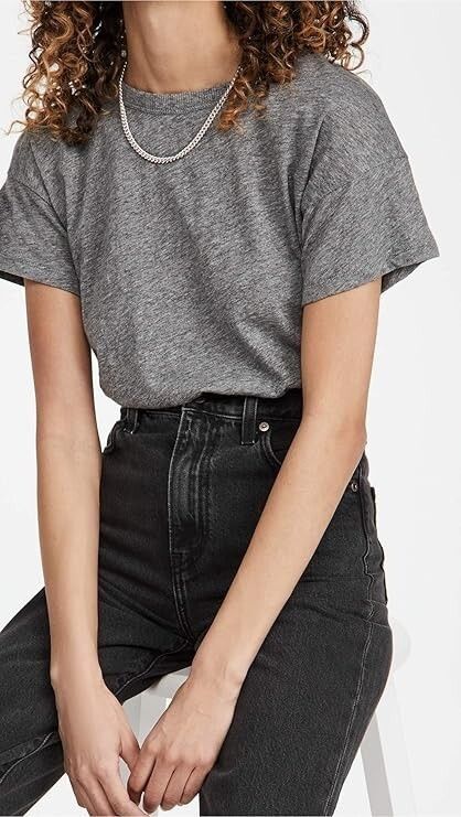 Madewell Madewell Whisper Cotton Rib Crewneck Tee Heather Iron ( S ) Size S / US 4 / IT 40 - 1 Thumbnail
