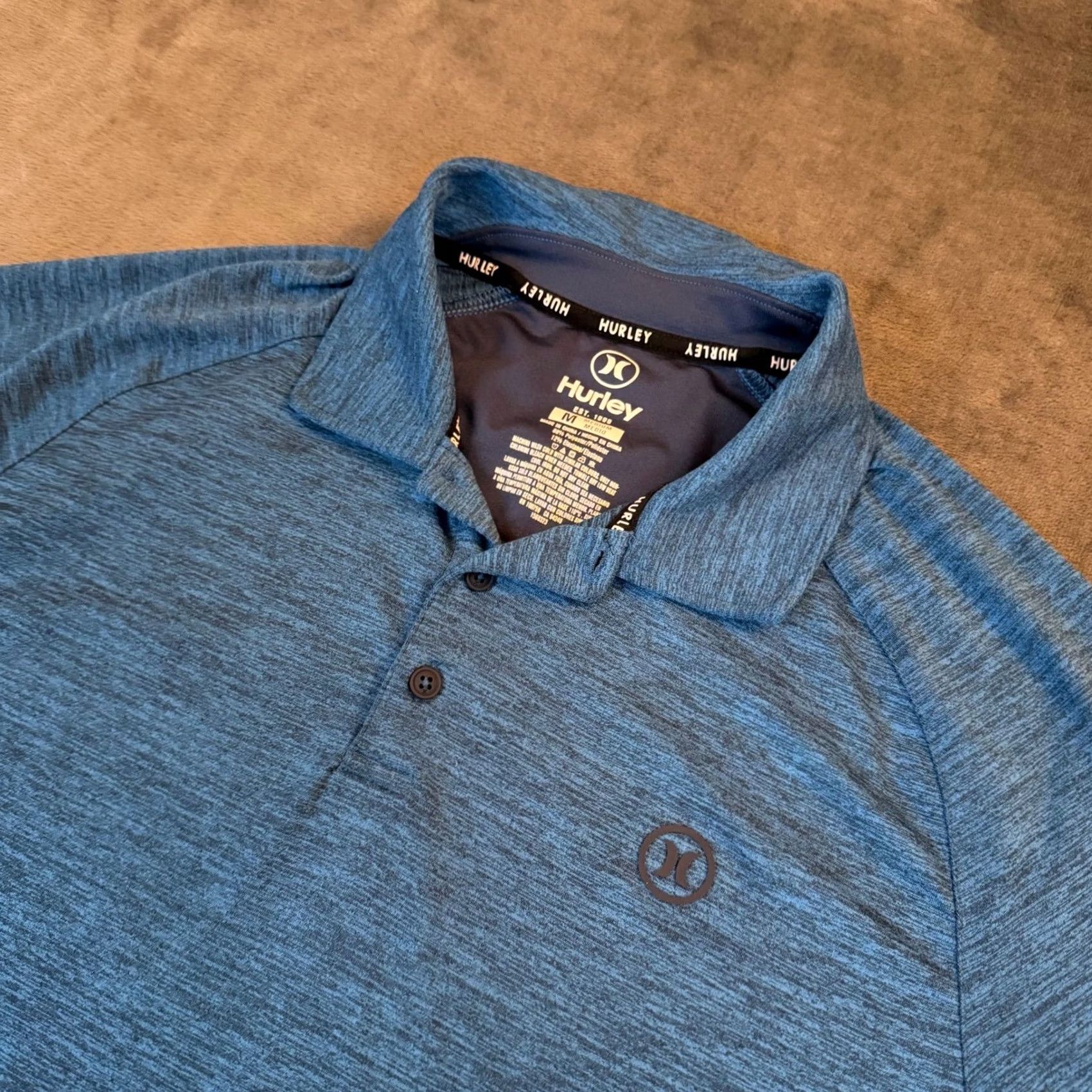 Hurley Hurley Performance Polo Shirt Mens Medium Blue Heathered Stretch Polo Shirt Size US M / EU 48-50 / 2 - 2 Thumbnail