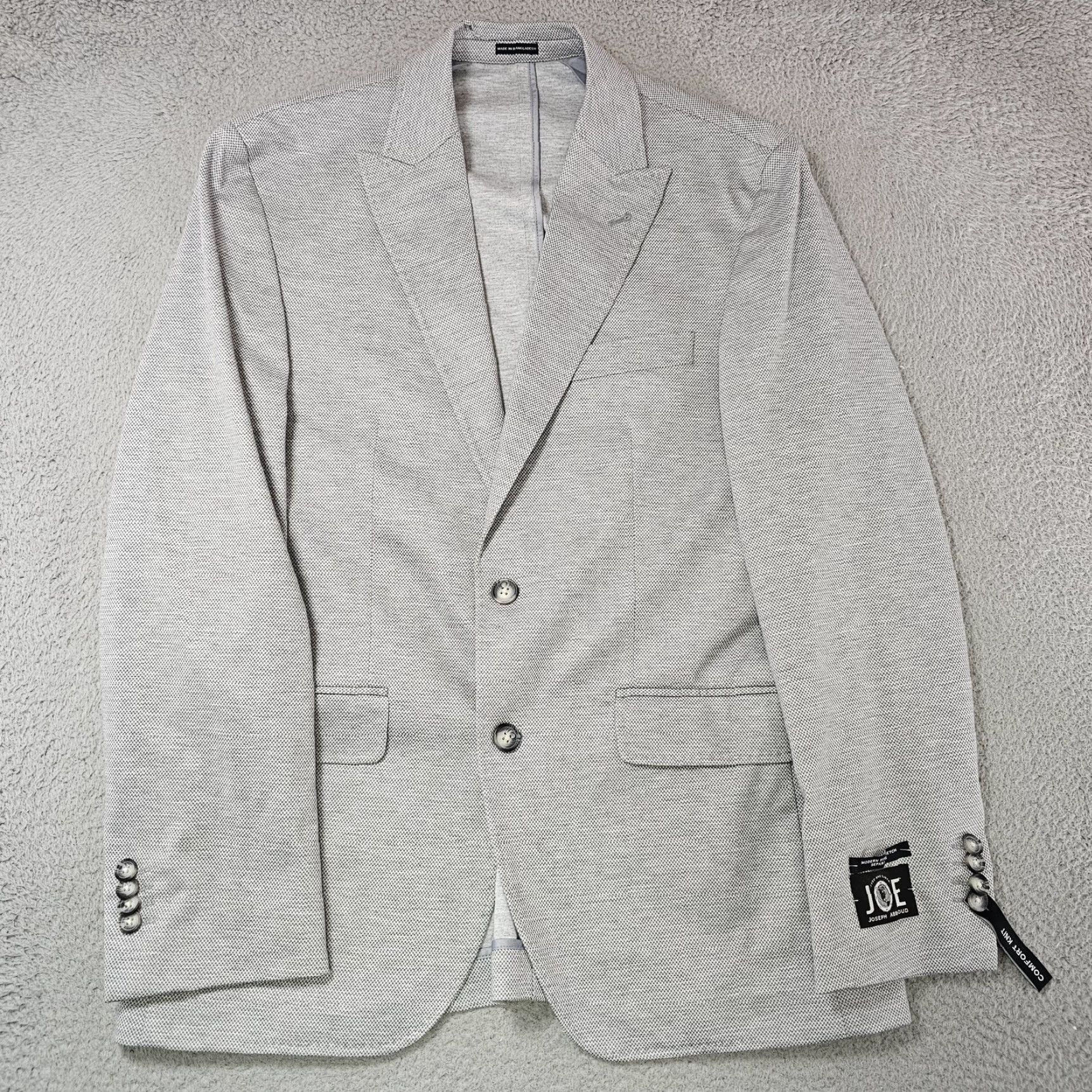Joseph Abboud Joseph Abboud Blazer Mens 40R Gray Knit Check Modern Fit Stretch Suit Jacket Size 40R - 2 Thumbnail