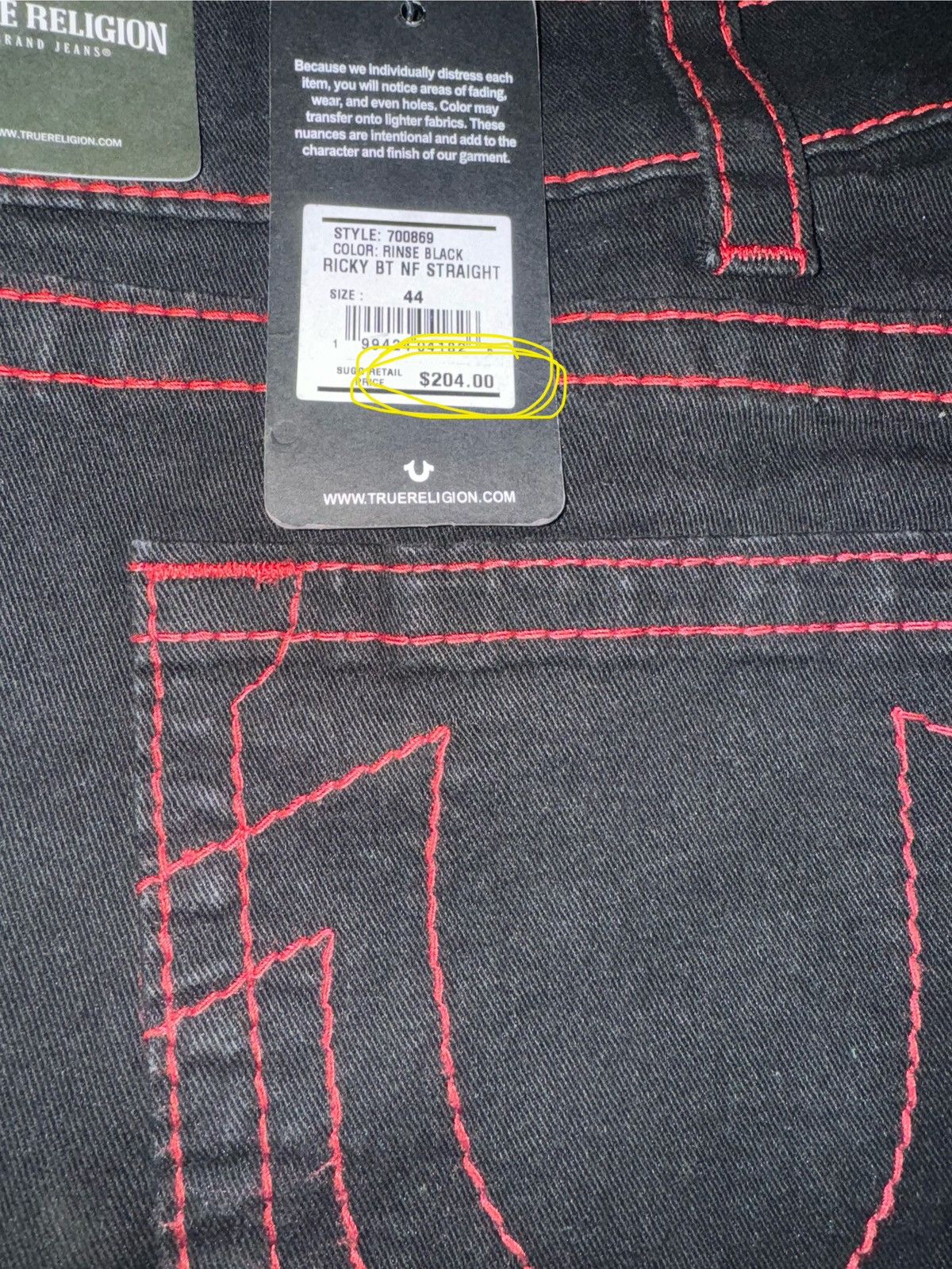 True Religion True Religion Straight Black and red Denim Jeans Size US 44 / EU 60 - 1 Thumbnail