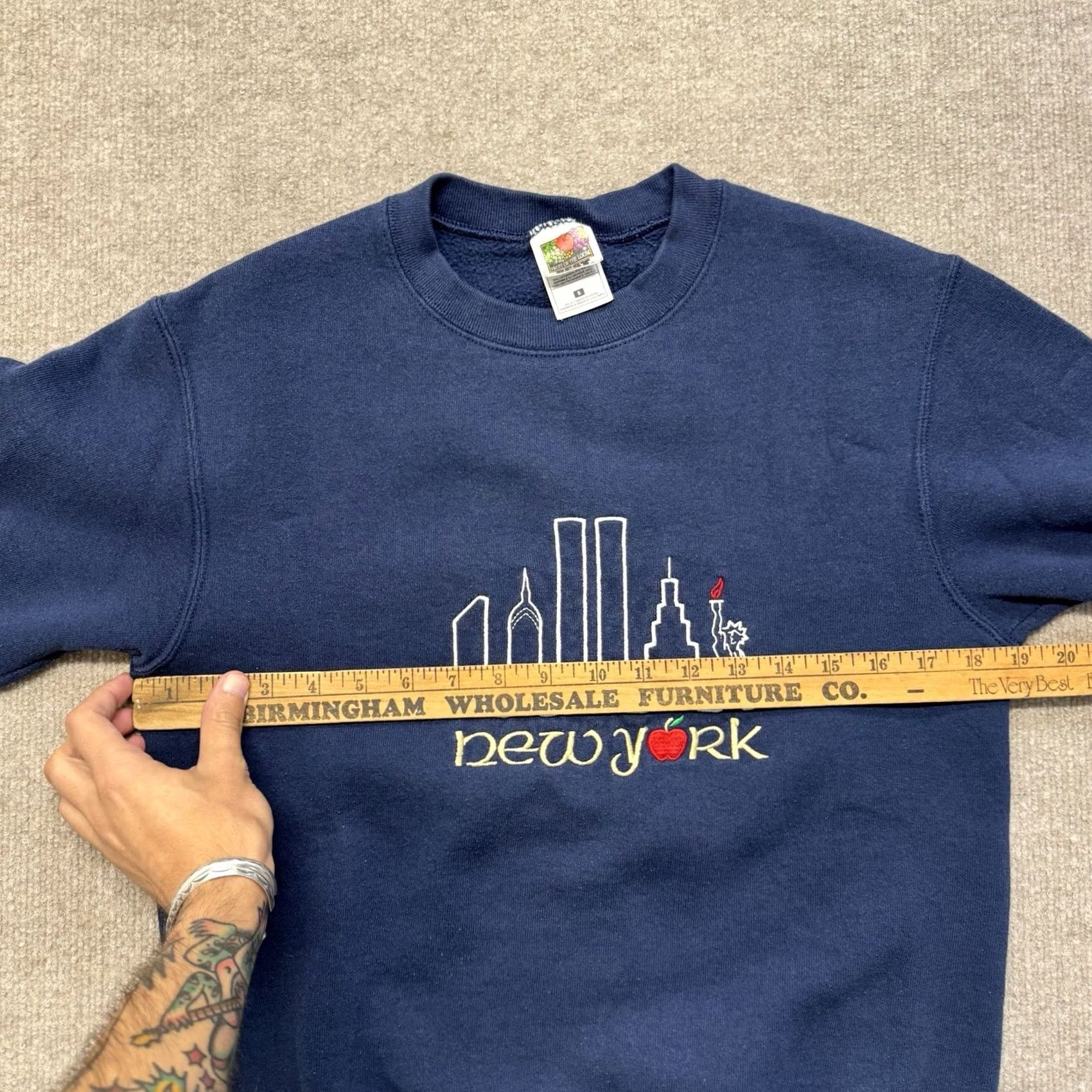 Vintage VINTAGE New York Sweatshirt Mens S 90s Statue Liberty Twin Towers Crewneck Blue Graphic Print Embroidered Cotton Blend Polyester Fleece Pullover 90s Size US S / EU 44-46 / 1 - 6 Thumbnail