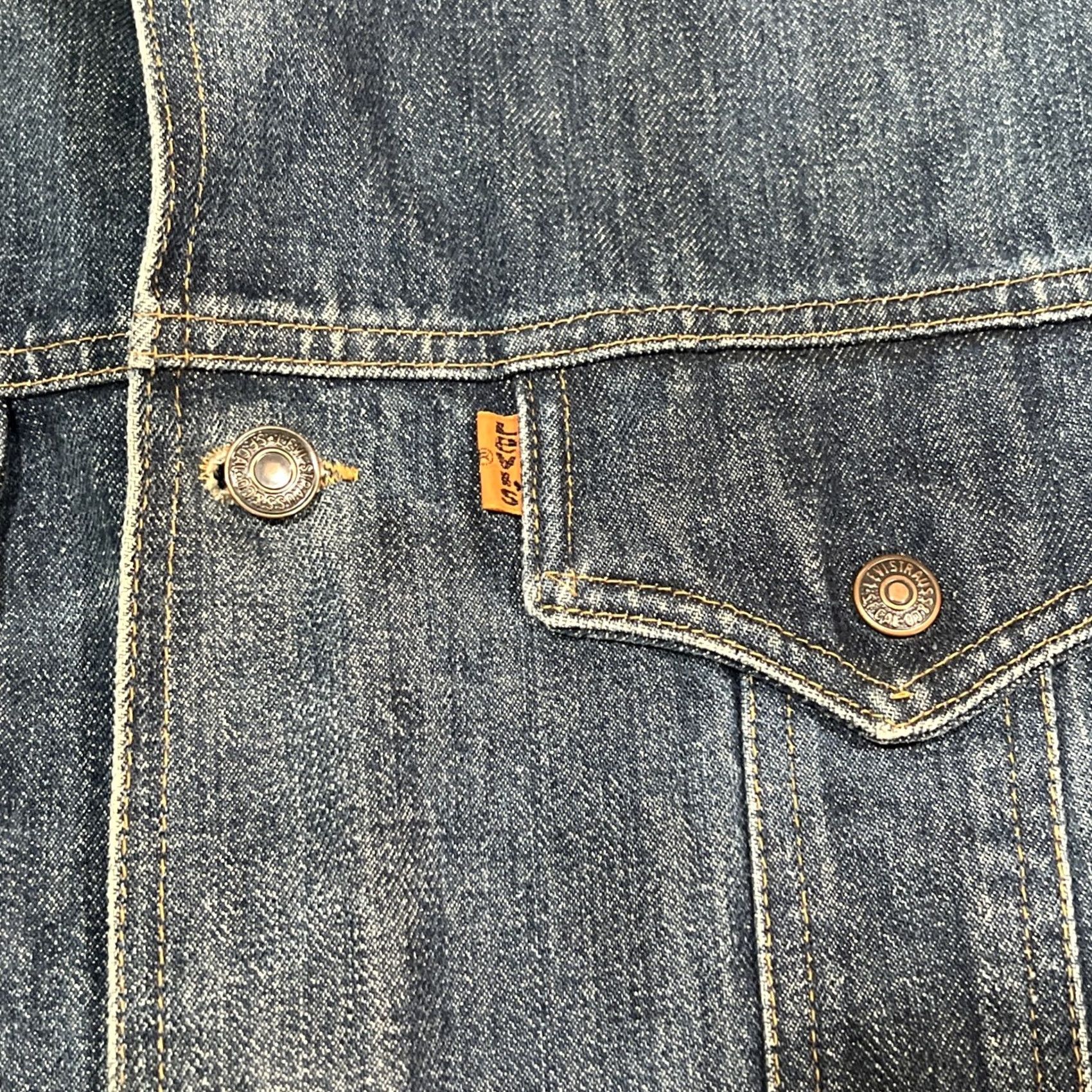 Levi's VINTAGE Levi’s Jacket Men's M Orange Tab Split Tail Chore Long Denim Blue 70s Workwear Size US 31 - 4 Thumbnail