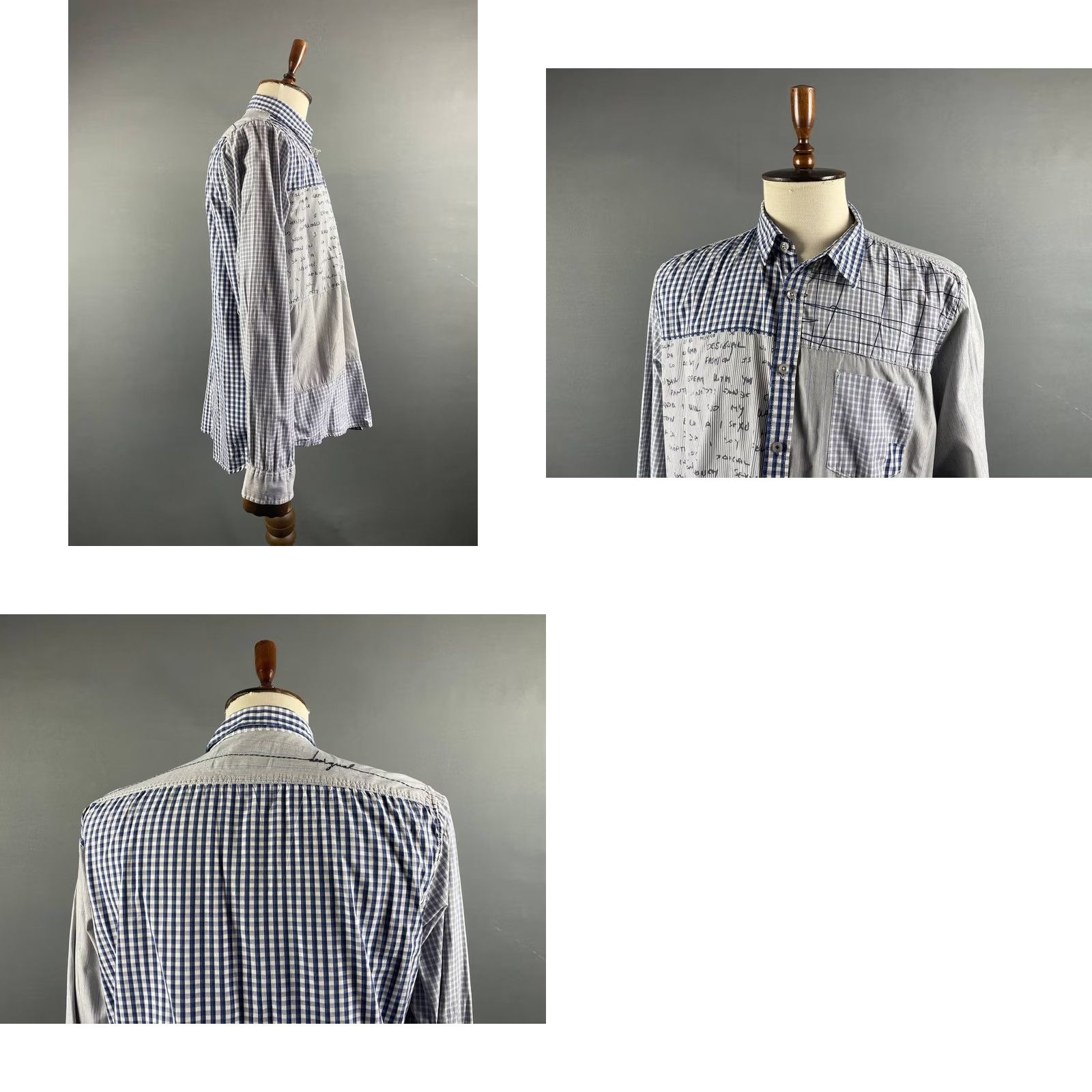 Desigual Desigual Shirt Mens XL Blue Casual Size Patchwork Long Sleeve Button Size US XL / EU 56 / 4 - 8 Thumbnail