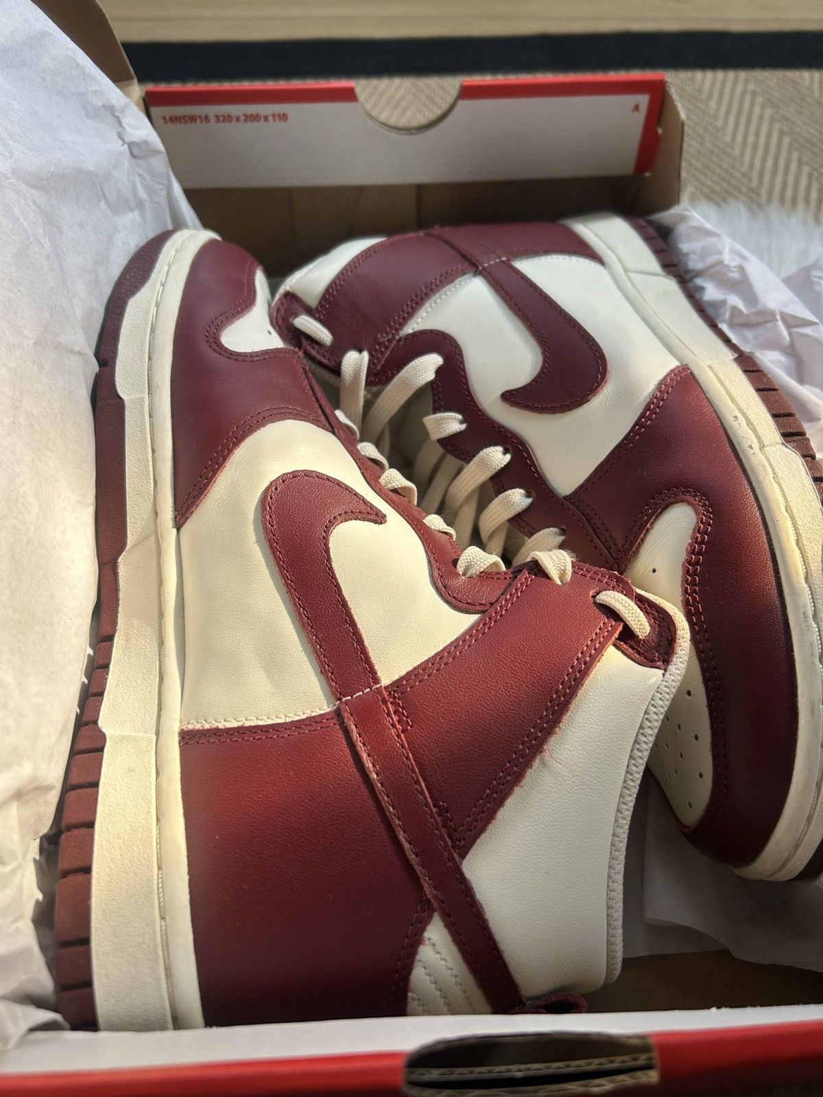 Nike Nike Dunk High - Sail and Team Red/Burgundy Size US 8.5 / IT 38.5 - 2 Thumbnail