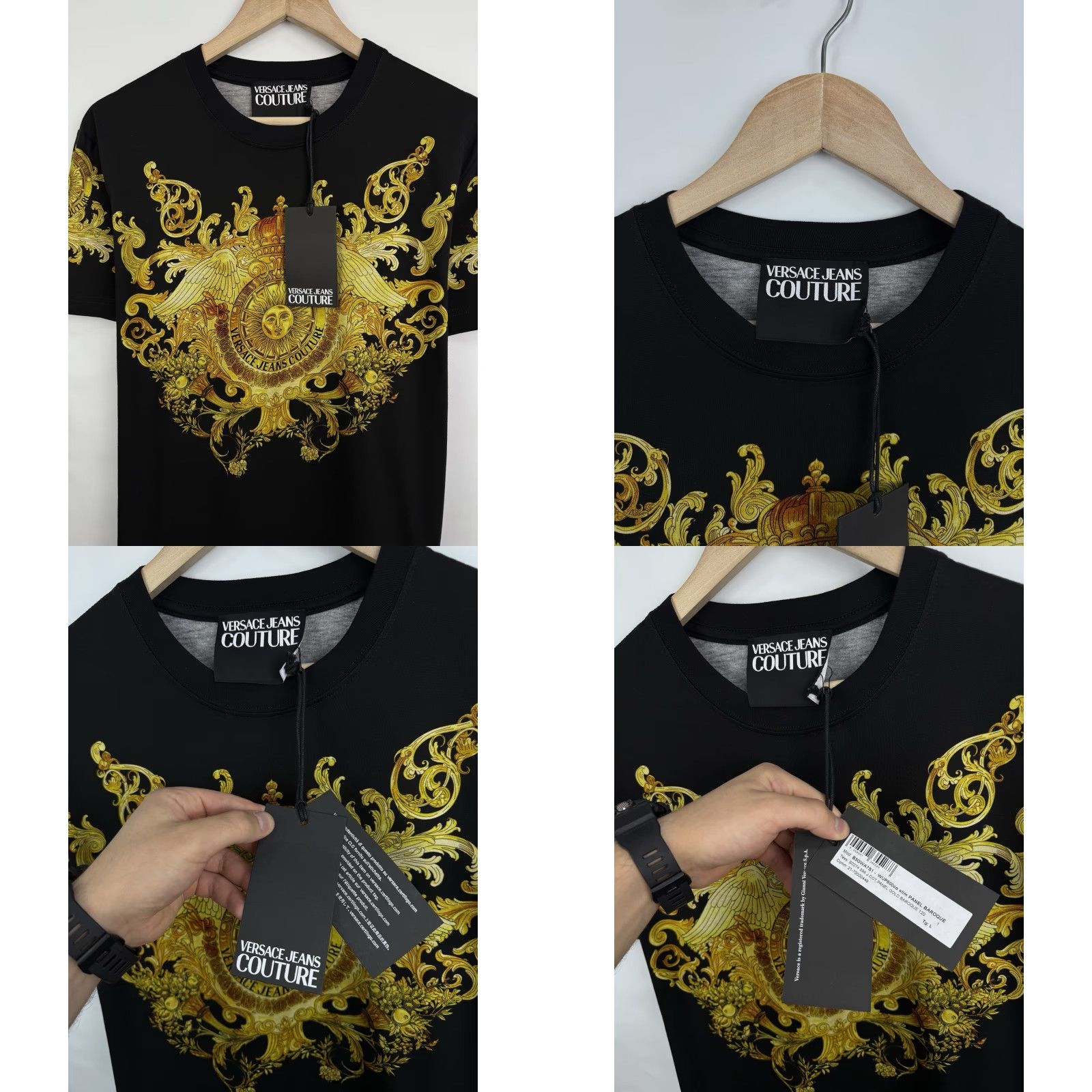 Versace Versace Jeans Couture Baroque Barocco Print T-Shirt L Black Mens Size US L / EU 52-54 / 3 - 8 Thumbnail