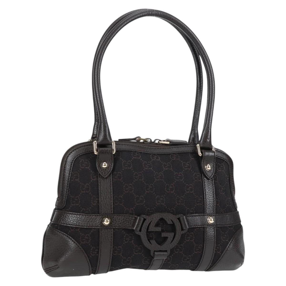 Gucci Interlocking Shoulder Bag Canvas Brown Gold, Women's