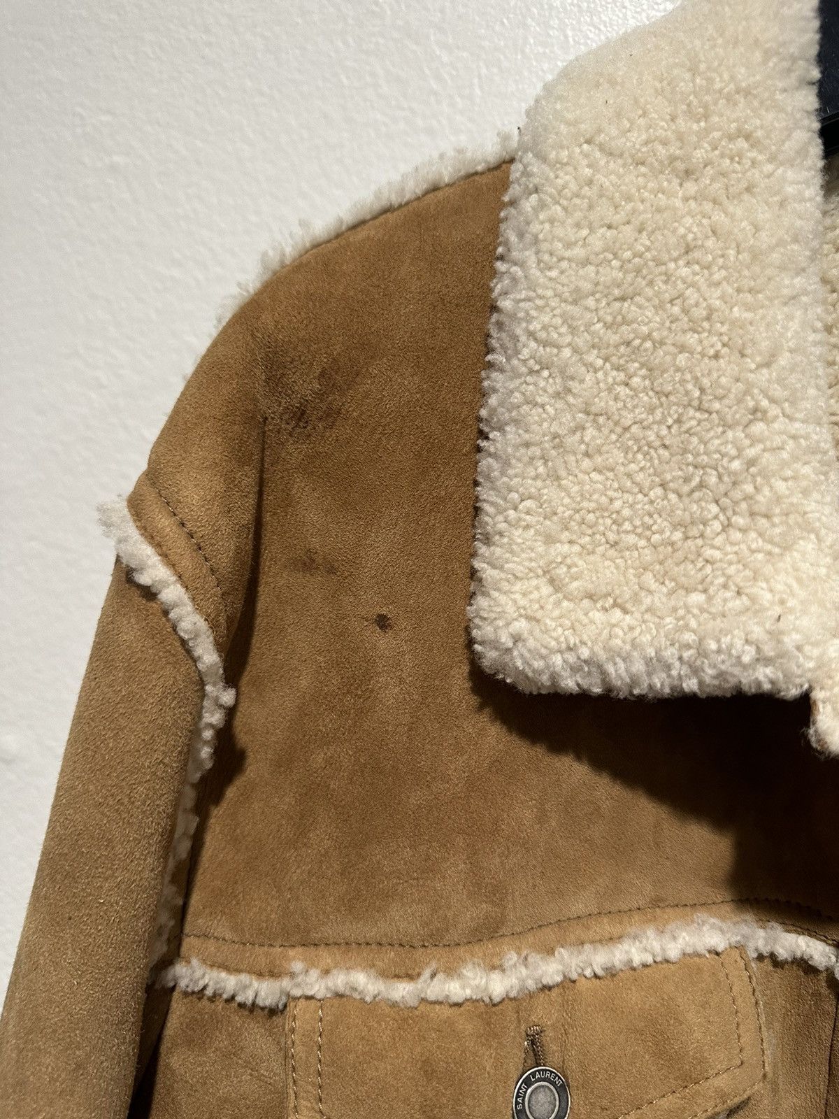 Saint Laurent Paris Suede Shearling Trucker Jacket 58 Size US XXL / EU 58 / 5 - 3 Thumbnail
