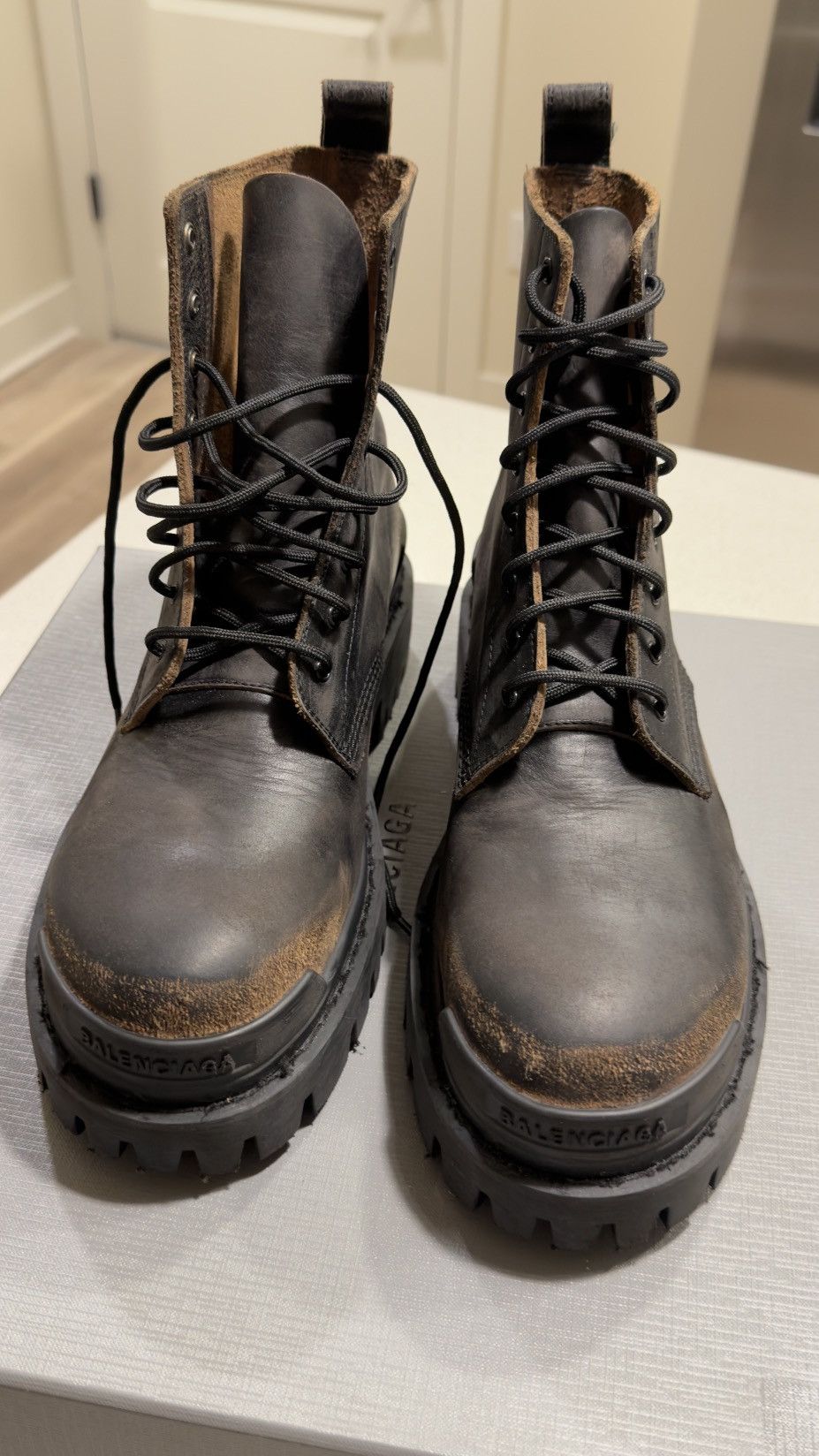 Balenciaga Balenciaga Strike Distress Leather Boots Size US 7 / EU 40 - 1 Thumbnail