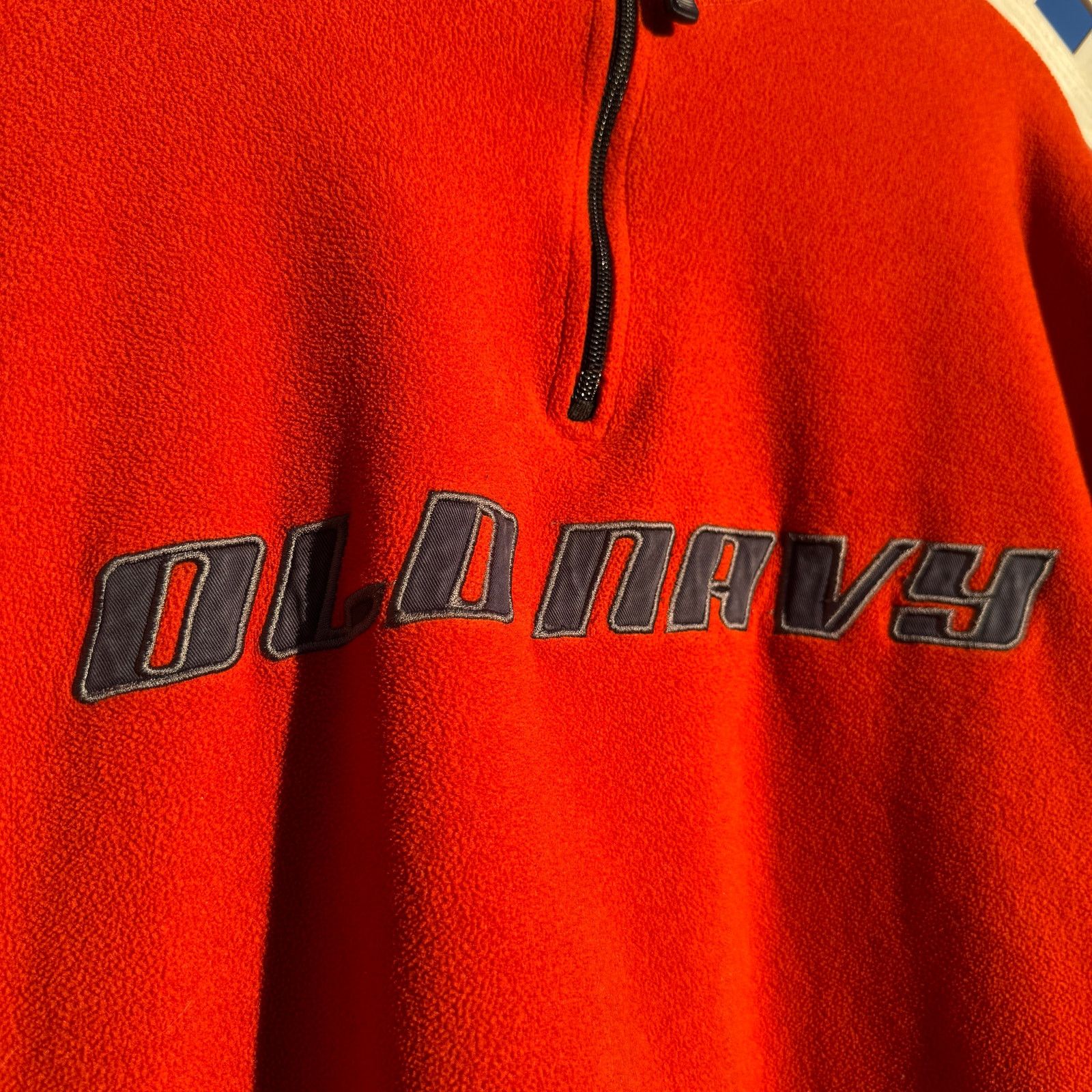 Old Navy Y2K Orange & Navy Old Navy Quarter Zip Drawstring Fleece Size US XXL / EU 58 / 5 - 2 Thumbnail