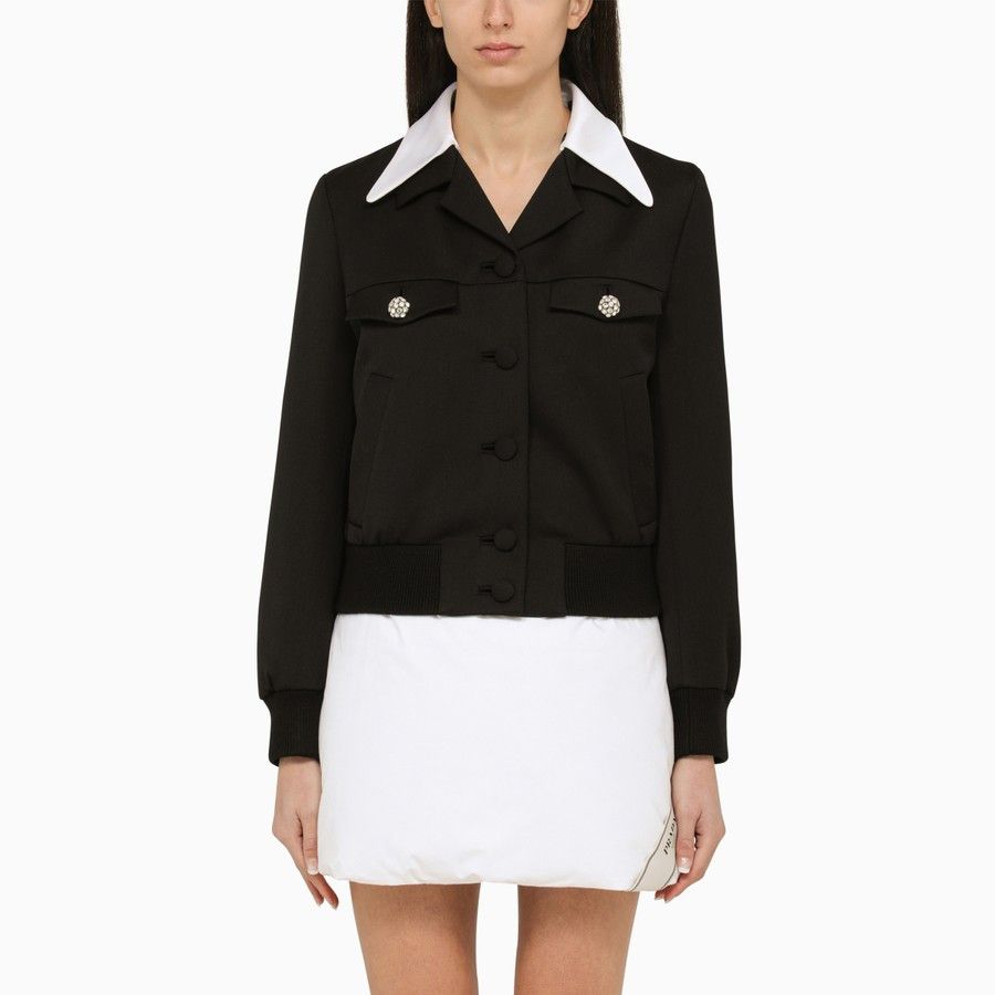Prada o1d2blof0924 Wool Single-breasted Jacket in Black Size S / US 4 / IT 40 - 1 Thumbnail
