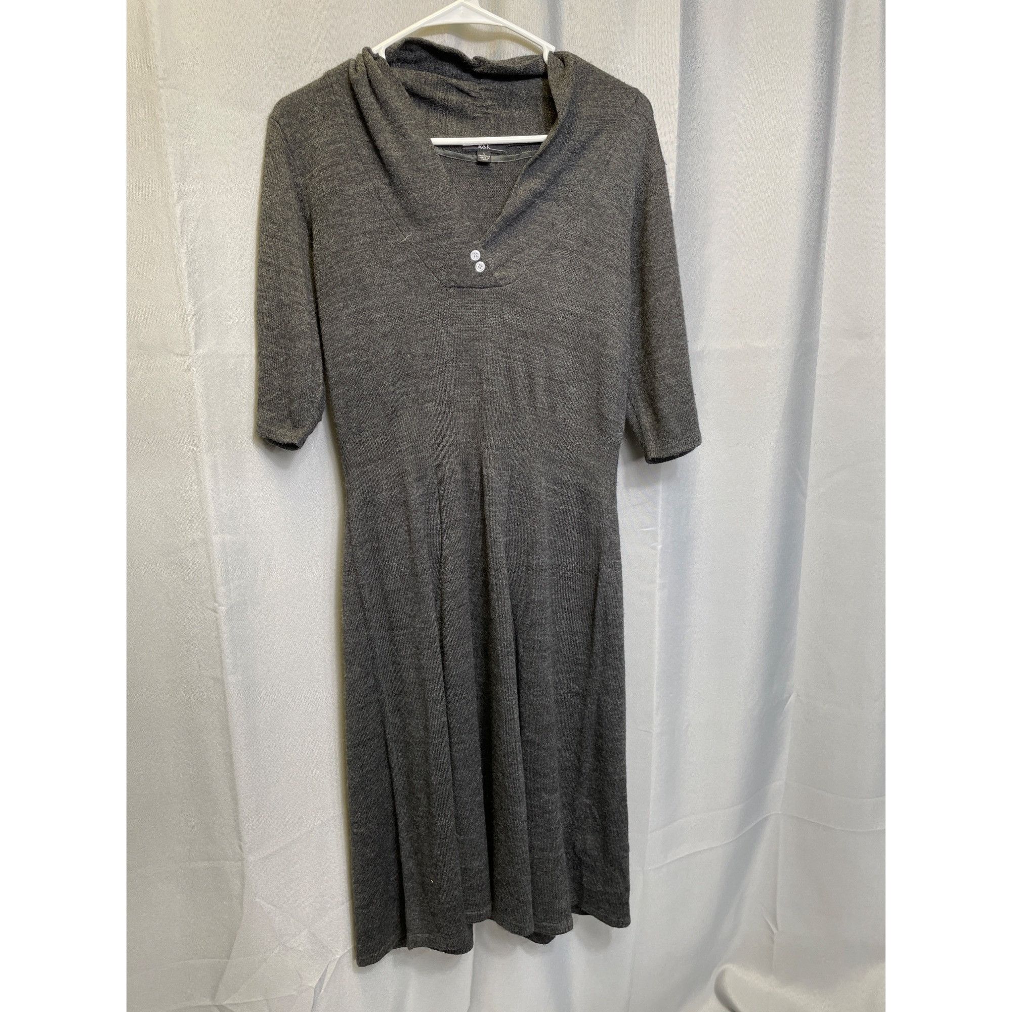 Designer R and K SKU 7642 Womens Gray Knit Knee Length Dress Size L Size L / US 10 / IT 46 - 1 Thumbnail