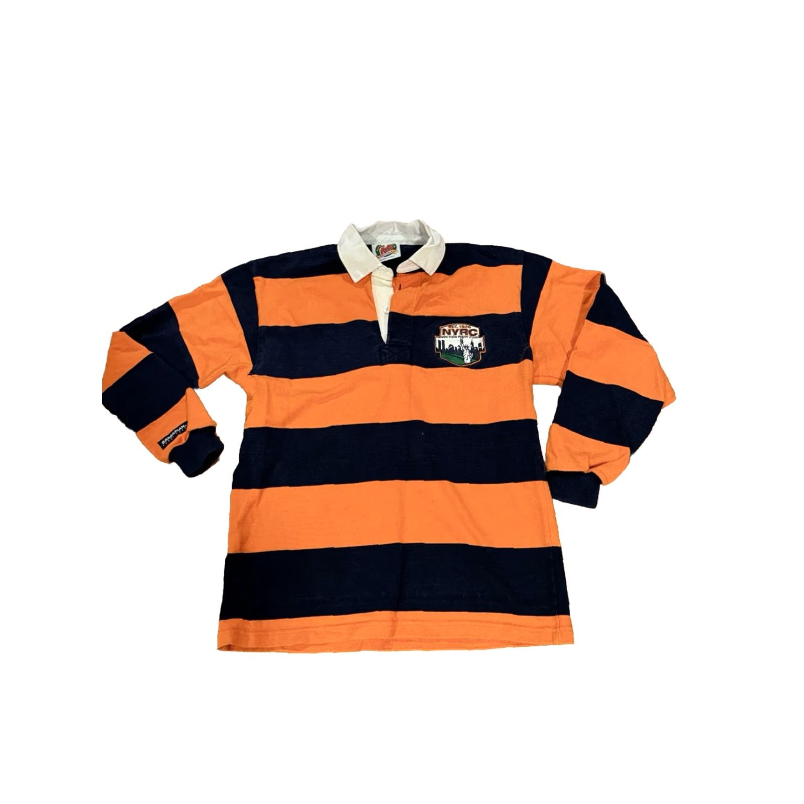 Barbarian VINTAGE Barbarian New York Rugby Club NYRC Polo Long Sleeve Size S Regular Men Orange/Blue Rugby School Canada Made Size US S / EU 44-46 / 1 - 2 Thumbnail