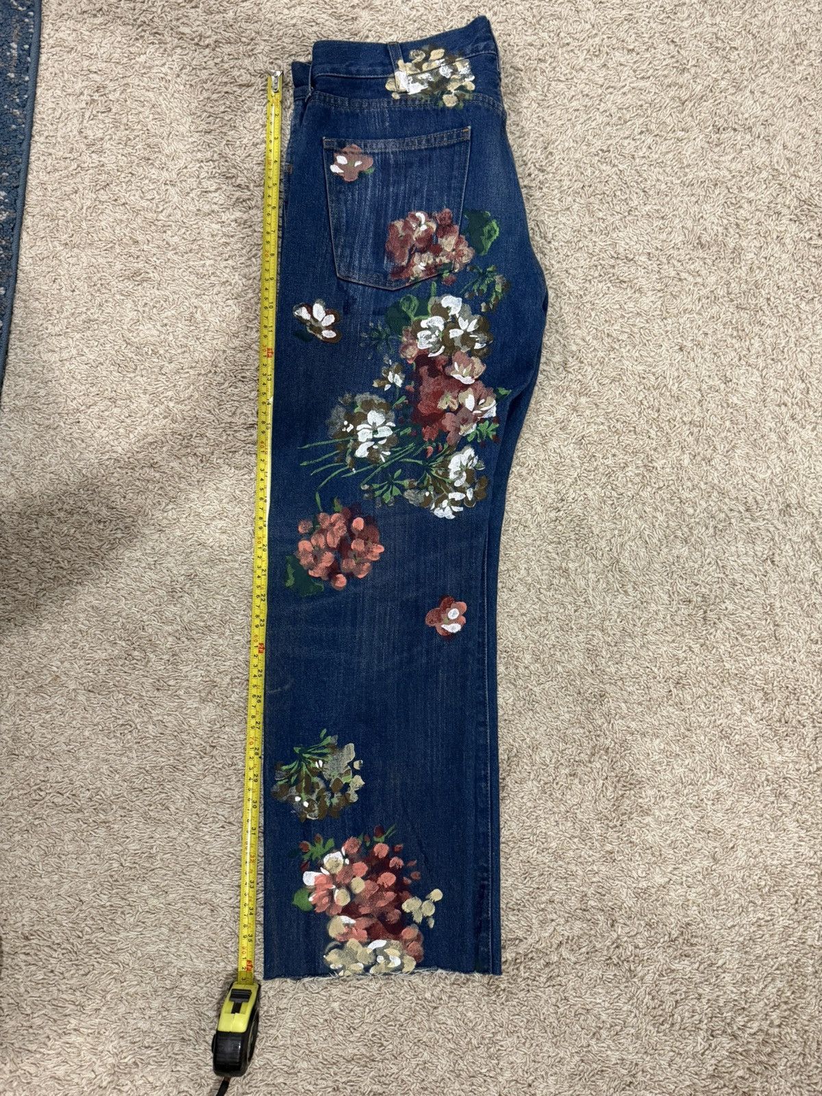 Gucci Hand Painted Floral Jeans Size US 32 / EU 48 - 7 Thumbnail