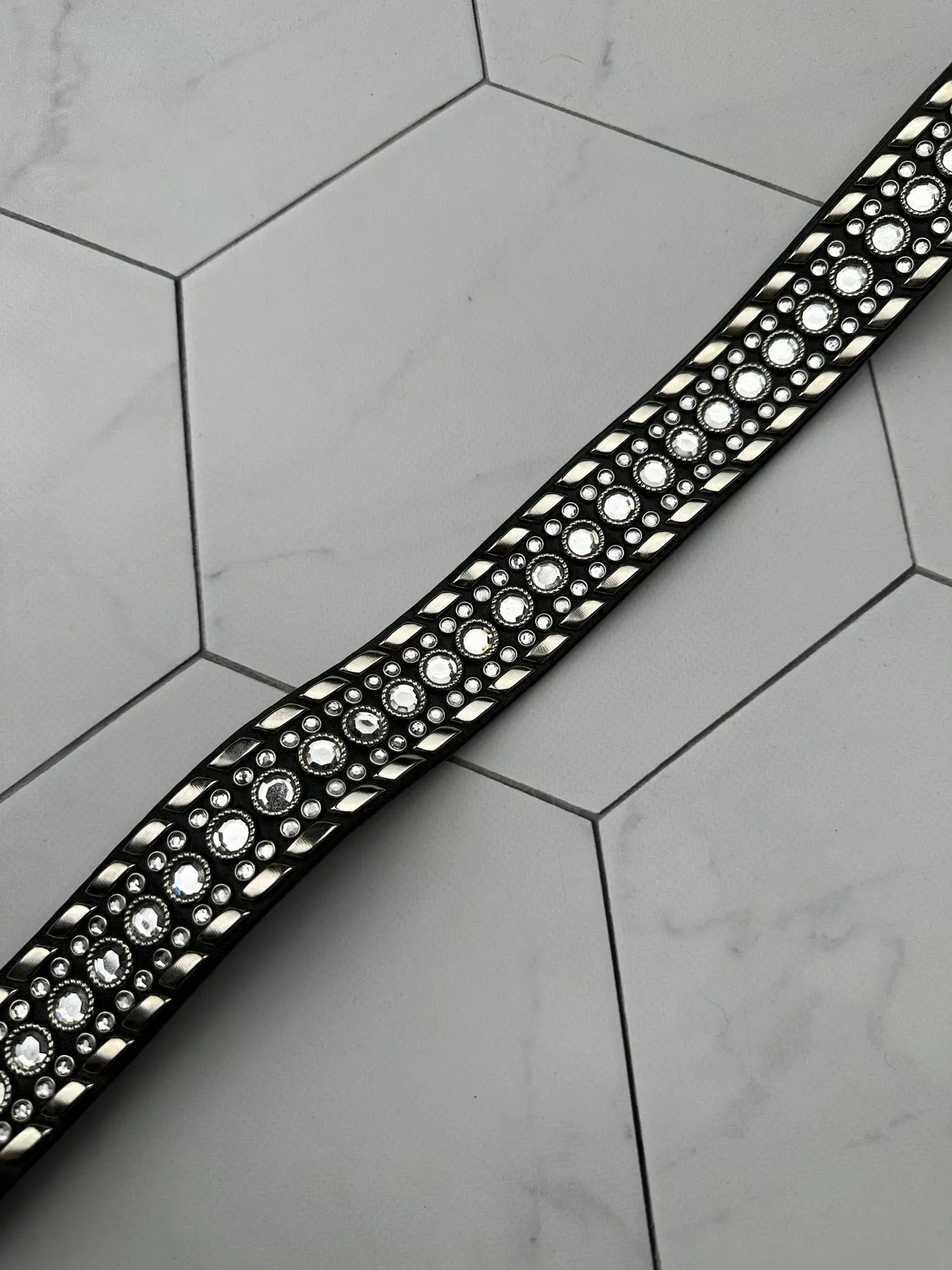Japanese Brand Vintage Belt With Metal and Stones (B375)E2 Size 32 - 2 Thumbnail