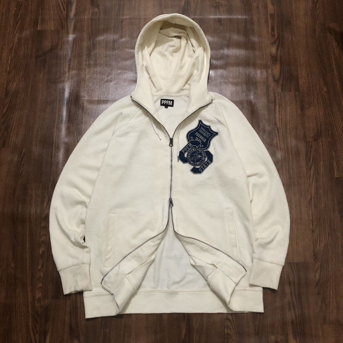 image of Ppfm State Zipper Hoodie in White, Men's (Size Large)