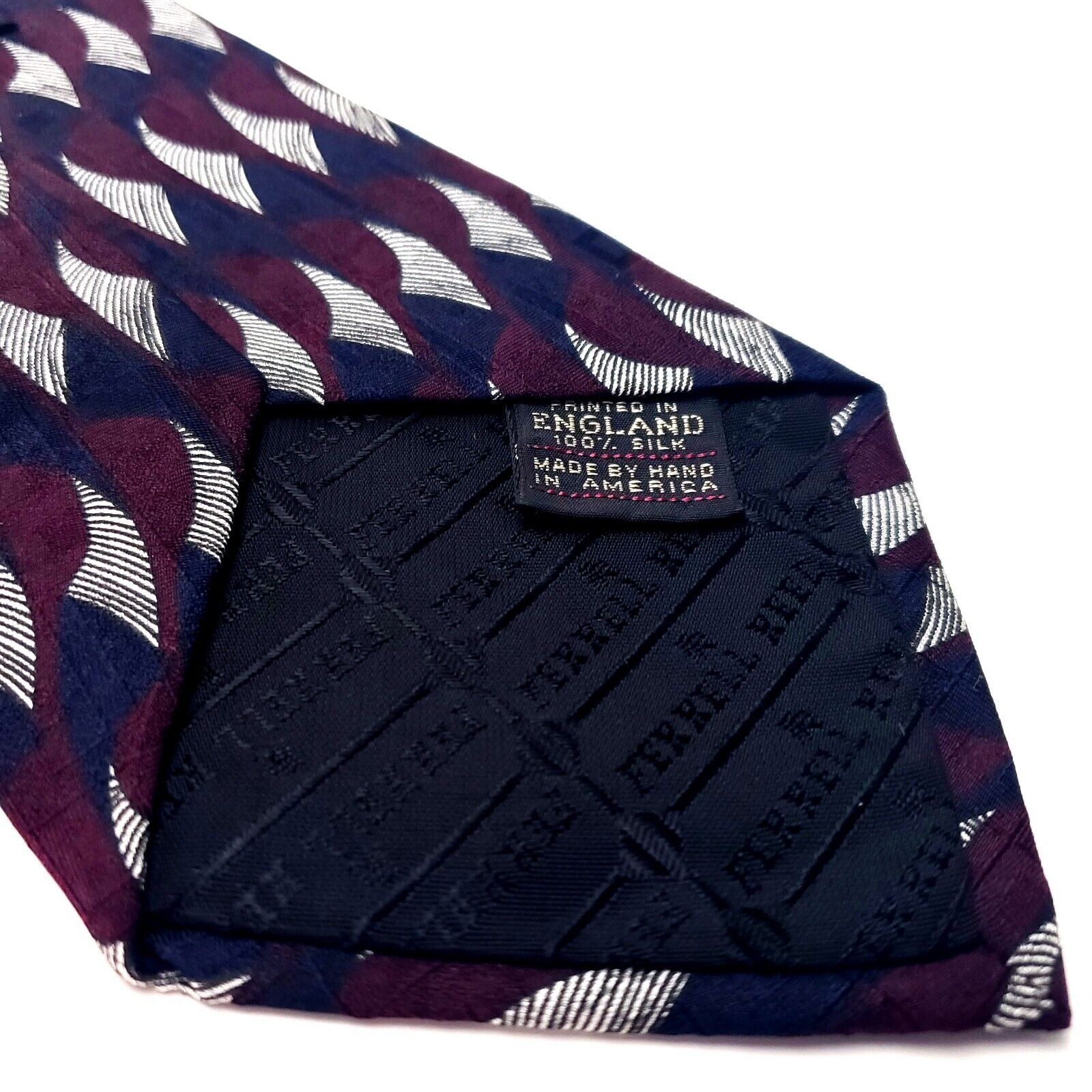 Vintage Ferrell Reed Silk Tie Red Blue Geometric England Wide Size ONE SIZE - 4 Thumbnail