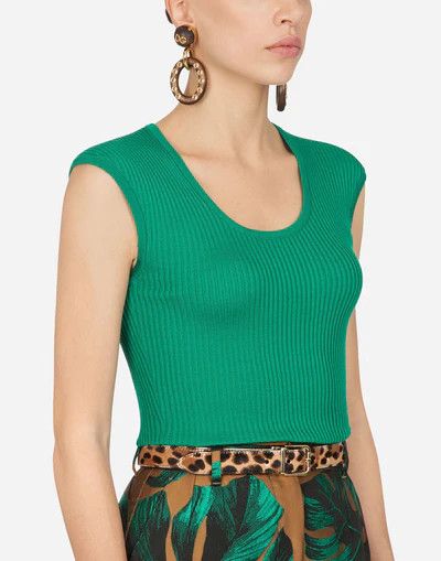 Dolce & Gabbana o1y0925 Sleeveless Sweater in Green Size M / US 6-8 / IT 42-44 - 3 Thumbnail