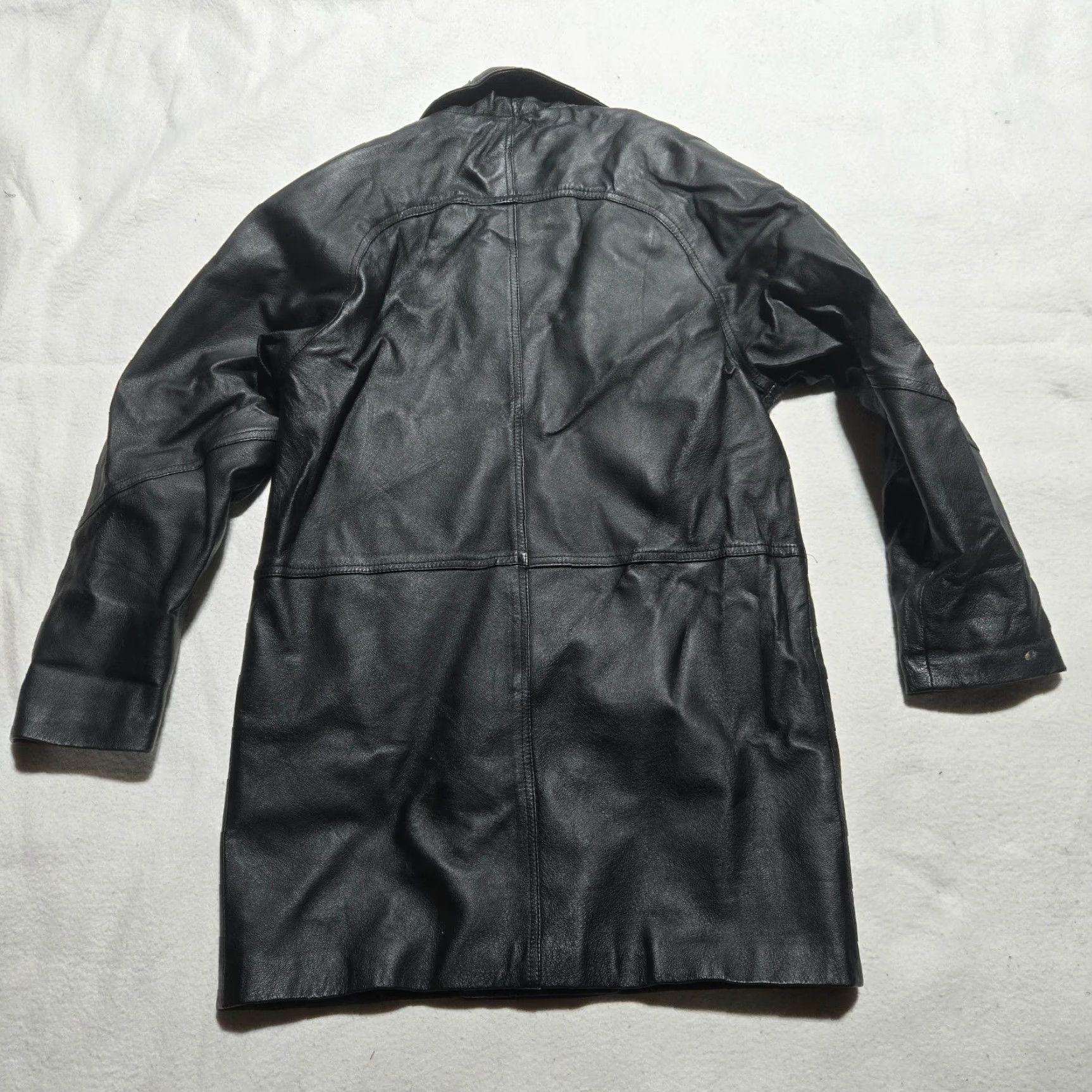 Vintage Savannah Jacket Black 100% Leather Mid-Length 2-Button Front Adult Womens Medium Jacket Coat Womens Black 100% Leather Mid-Length 2-Button Front Size M / US 6-8 / IT 42-44 - 6 Thumbnail