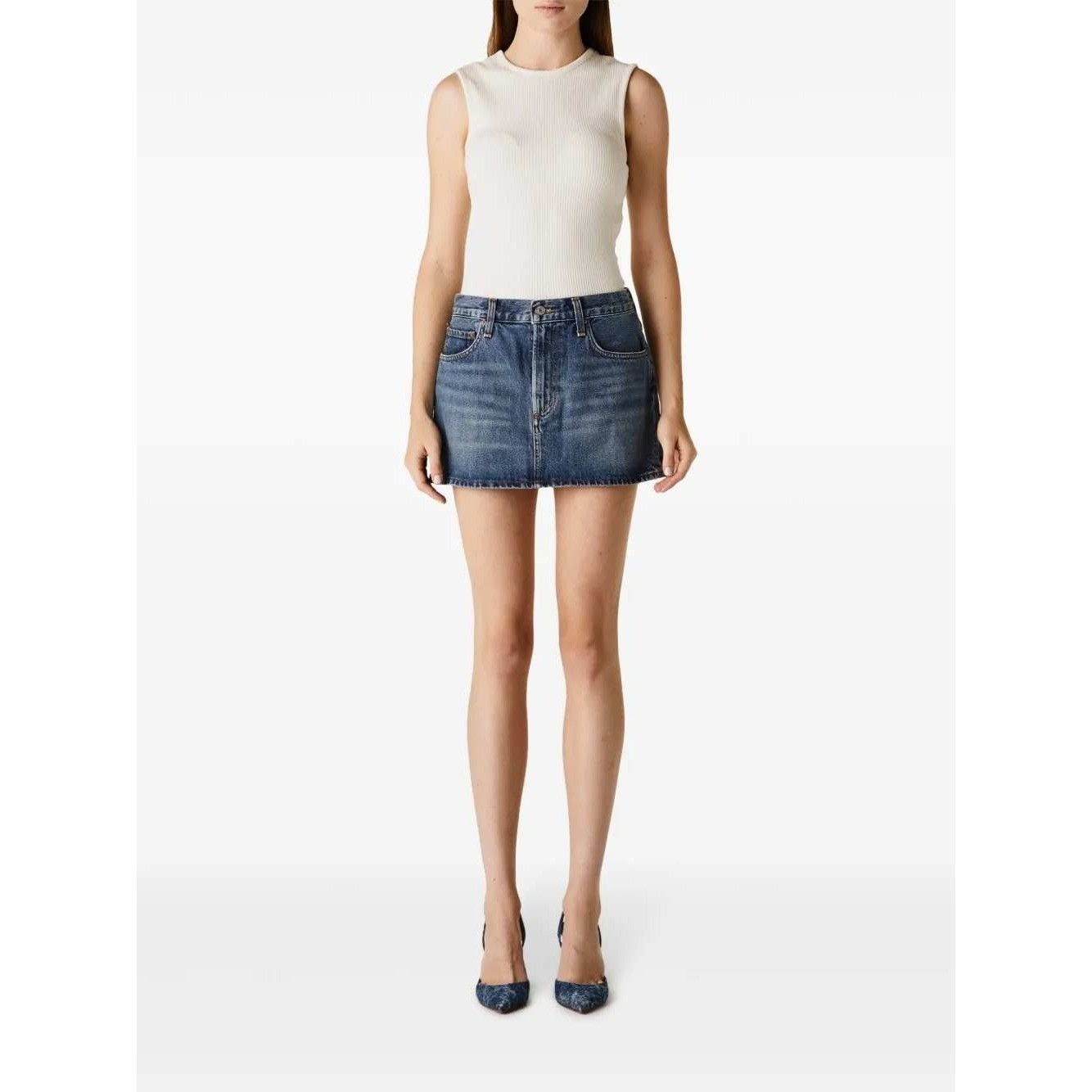 Agolde AGOLDE Alek Mini Skirt Womens 28 Blue Denim Classic Preppy T Size 28" / US 6 / IT 42 - 15 Thumbnail