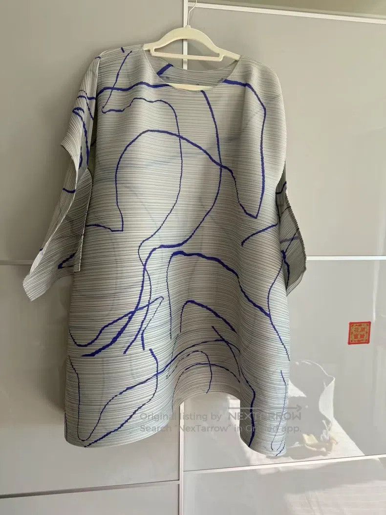 Issey Miyake Issey Miyake Gray Striped Top Size L / US 10 / IT 46 - 4 Thumbnail