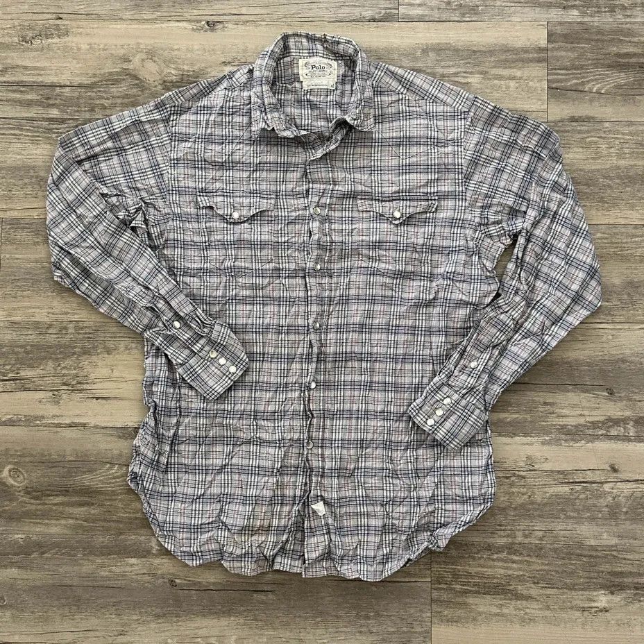 Polo Ralph Lauren Vintage Polo Ralph Lauren Western Pearl Snap Button Shirt Size US XL / EU 56 / 4 - 1 Thumbnail