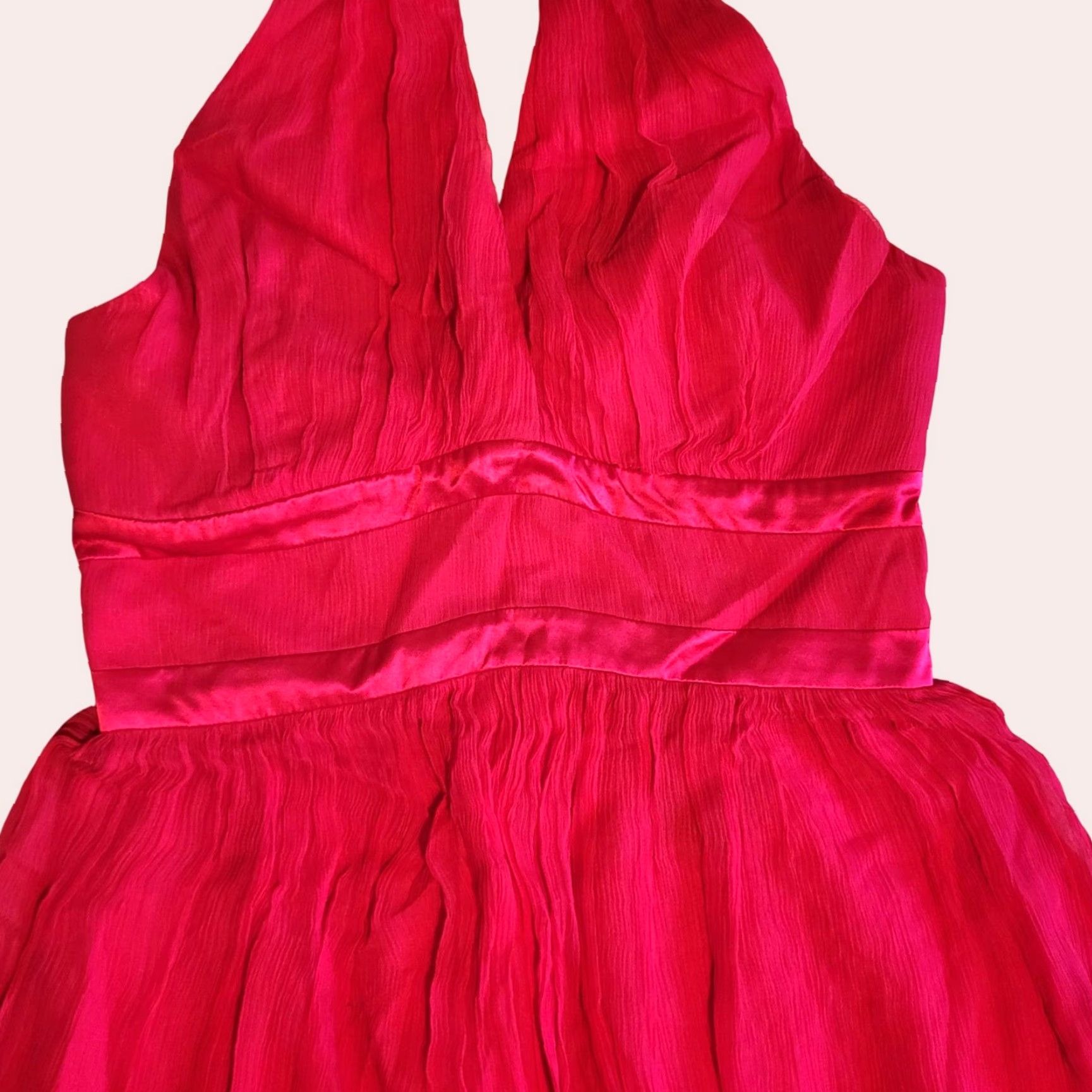 MAGGY LONDON Maggy London Womens Halter Silk Dress Size 6 Fuchsia Pink Dress Sundress Sleeveless Zip Lined Knee Length Silk Europe? (Note: corrected) Size M / US 6-8 / IT 42-44 - 3 Thumbnail