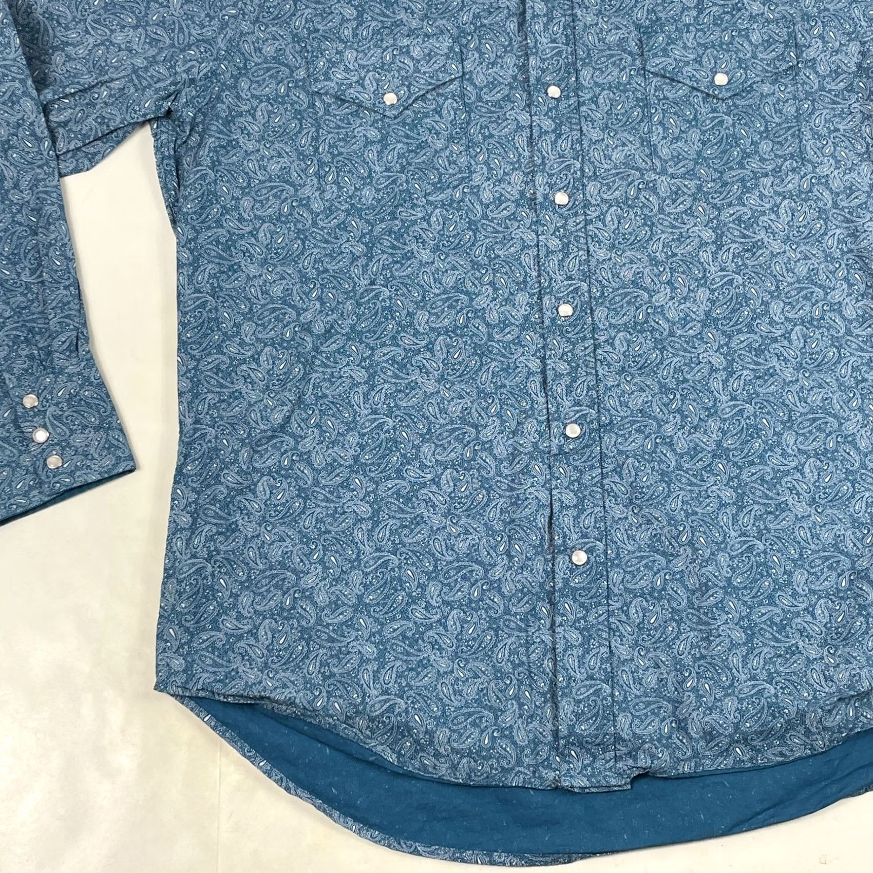 Vintage Ely Cattleman Shirt Mens Large Blue Pearl Snap Paisley Long Sleeve - Cotton Size US L / EU 52-54 / 3 - 5 Thumbnail