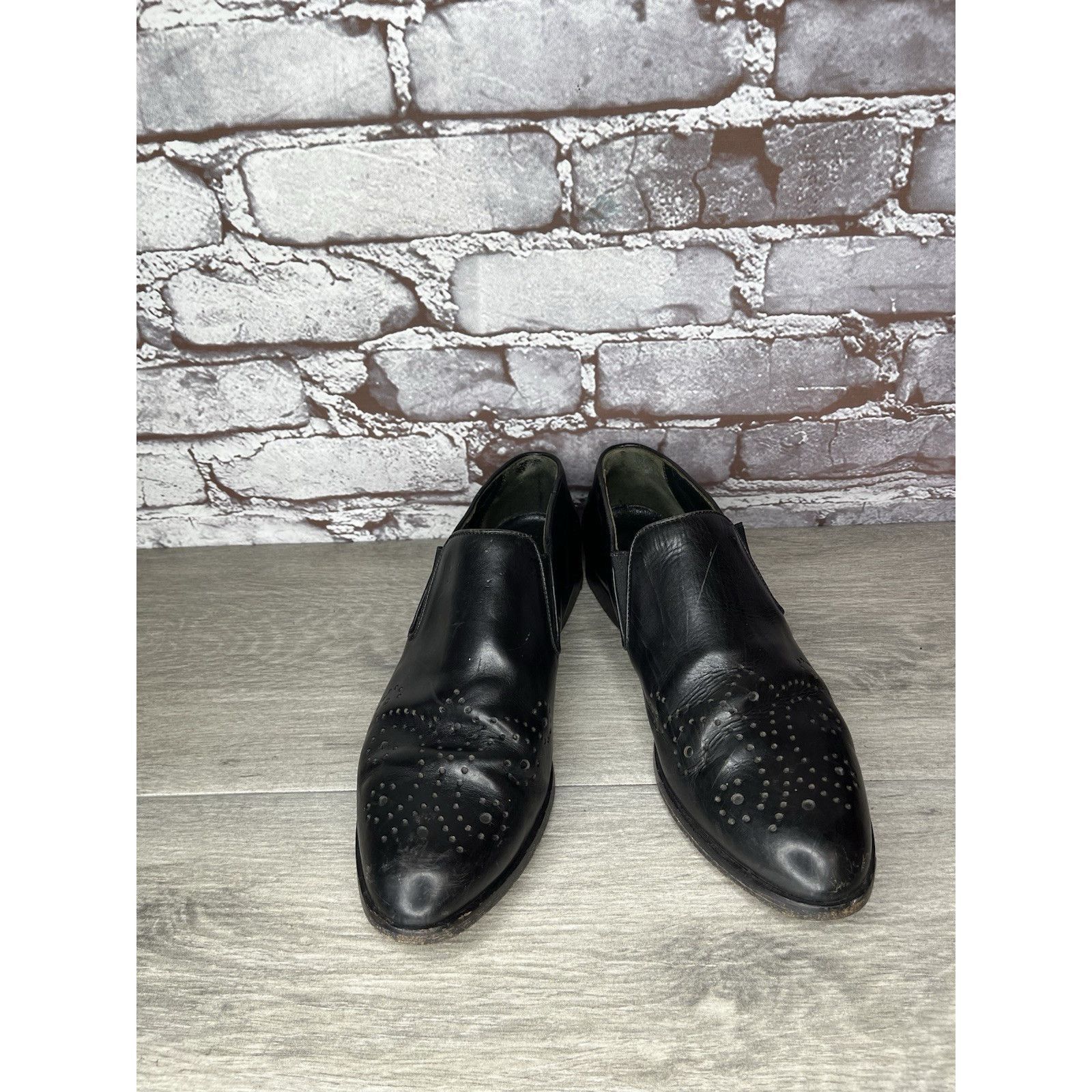 Big John Joan & David Handmade in Italy Black Leather Wingtip Heel Ox Size US 9.5 / IT 39.5 - 13 Thumbnail