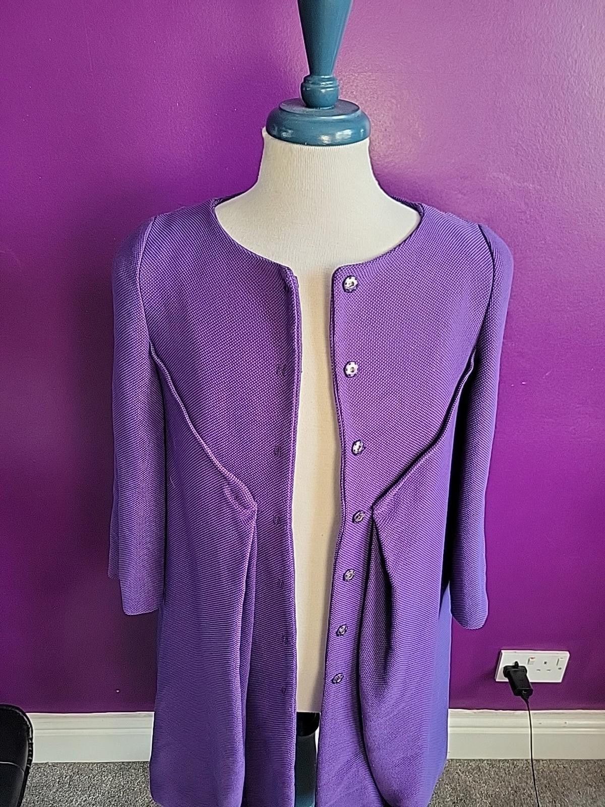 Alberta Ferretti Alberta Ferretti Cocoon Ladies Waffle Knit Coat Purple 10 Size M / US 6-8 / IT 42-44 - 3 Thumbnail