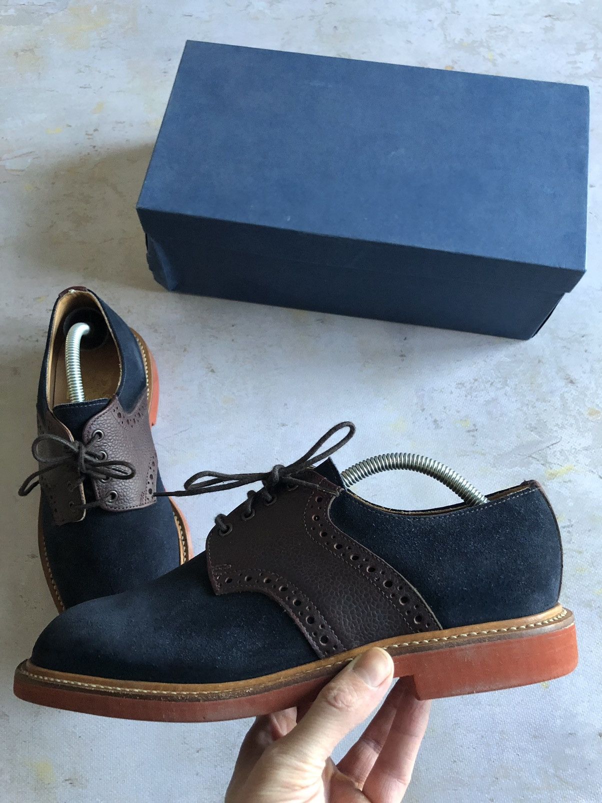 image of Ermenegildo Zegna x Mark Mcnairy New Amsterdam Brogues Shoes in Navy, Men's (Size 9)