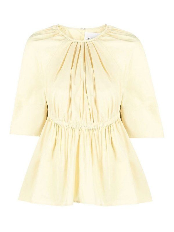 Jil Sander o1y1025 Short Sleeves Blouse in Pastel Yellow Size XS / US 0-2 / IT 36-38 - 1 Thumbnail