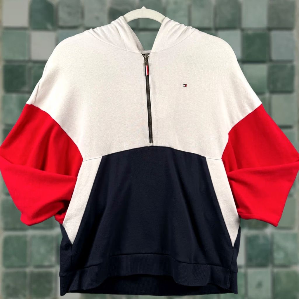 Tommy Hilfiger Tommy Hilfiger Hoodie Womens M Colorblock Half Zip Americana Nautical Sporty 90s Size M / US 6-8 / IT 42-44 - 1 Thumbnail