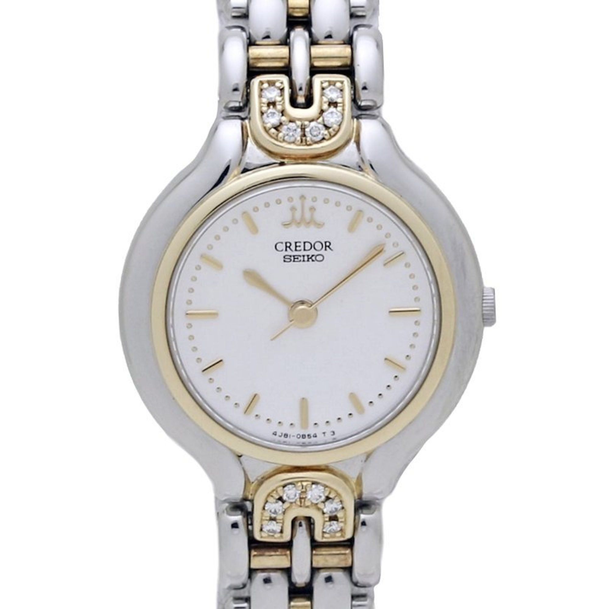 image of Seiko Credor Gsas990 4J81-0A90 Stainless Steel X Yellow Gold Ladies 130138 Watch in Silver, Women's