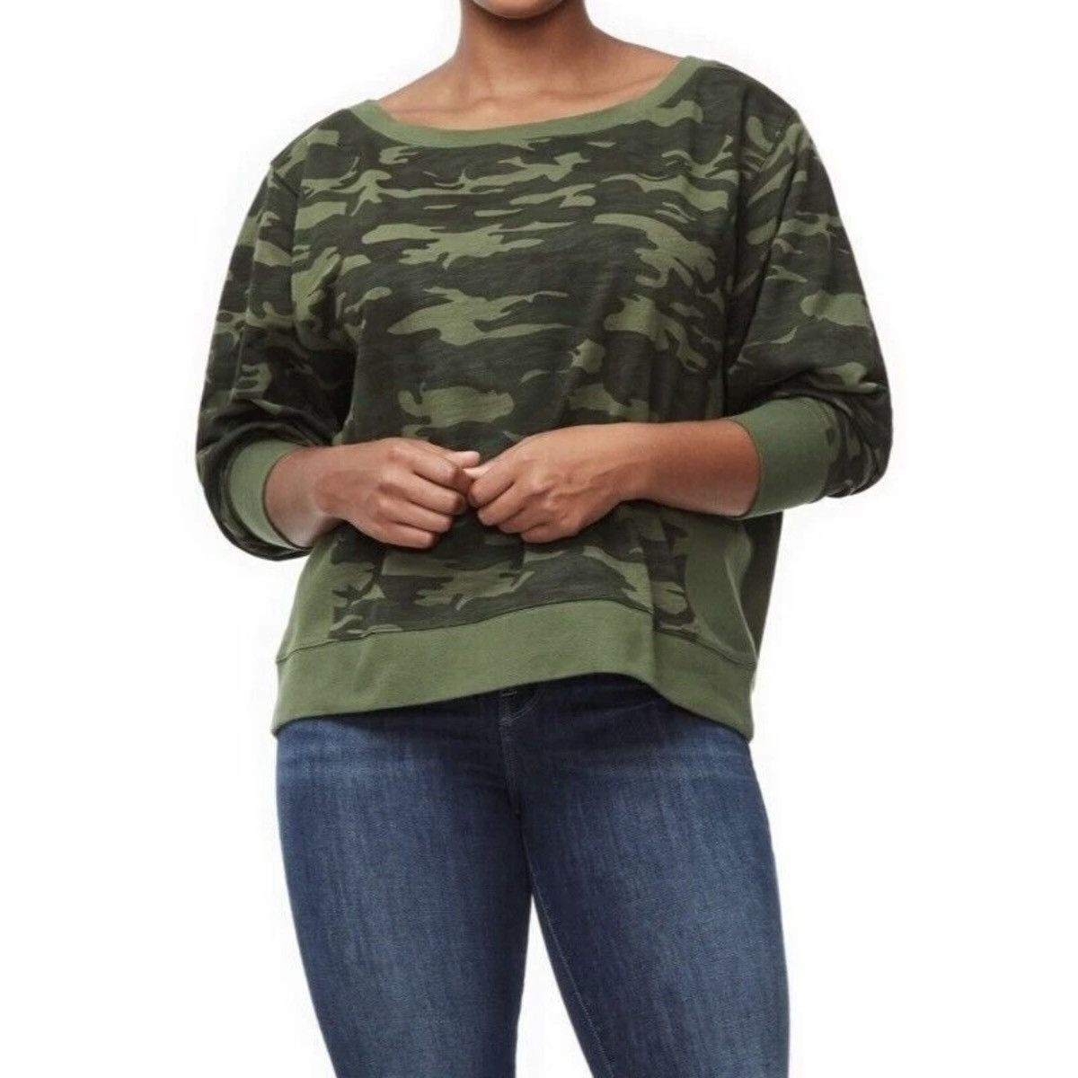 Good American Good American wide neck camouflage sweatshirt Size XL / US 12-14 / IT 48-50 - 1 Thumbnail