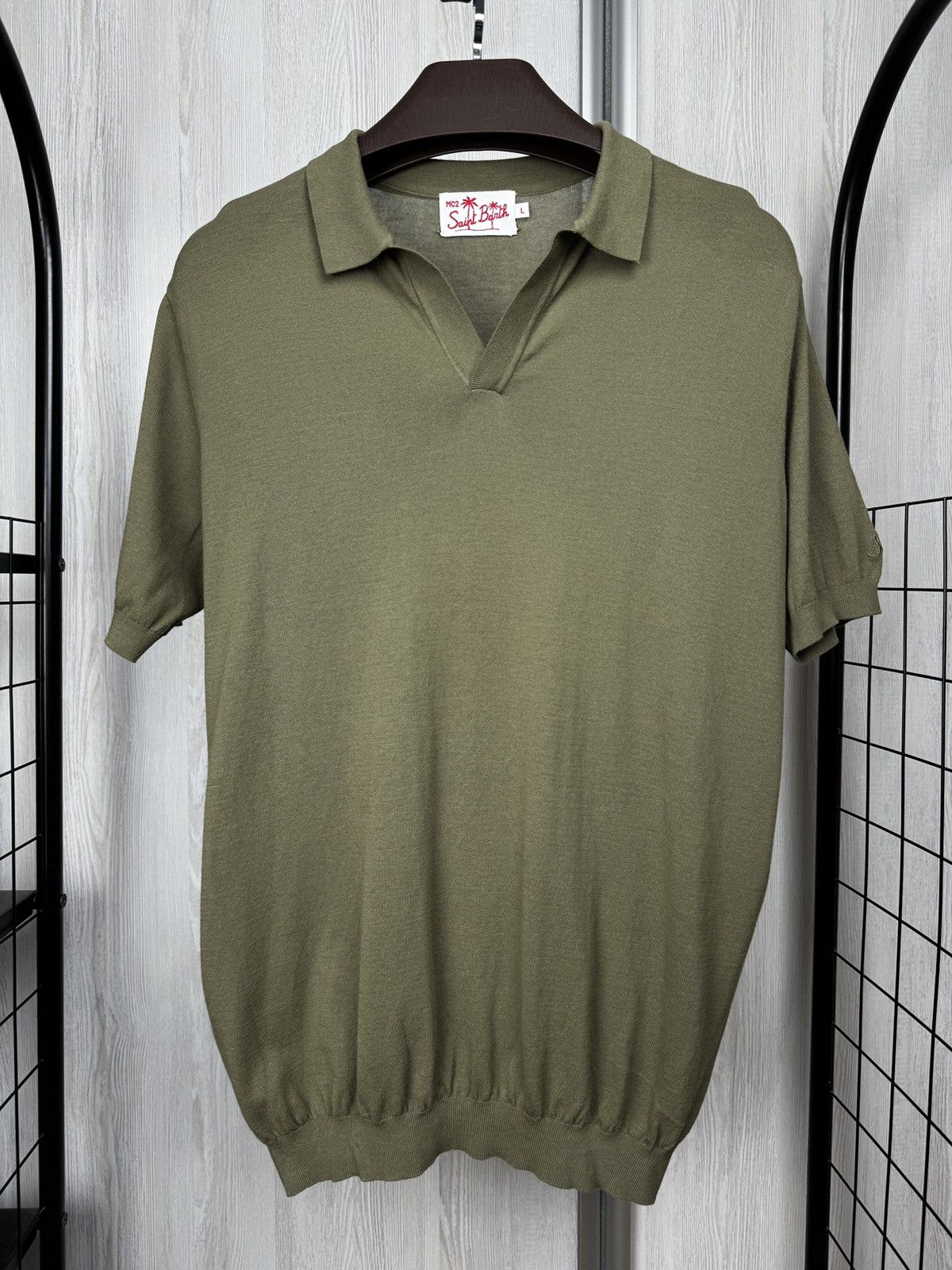 MC2 Saint Barth MC2 Saint Barth khaki Green Knitted SS Polo Sweater Size US L / EU 52-54 / 3 - 2 Thumbnail
