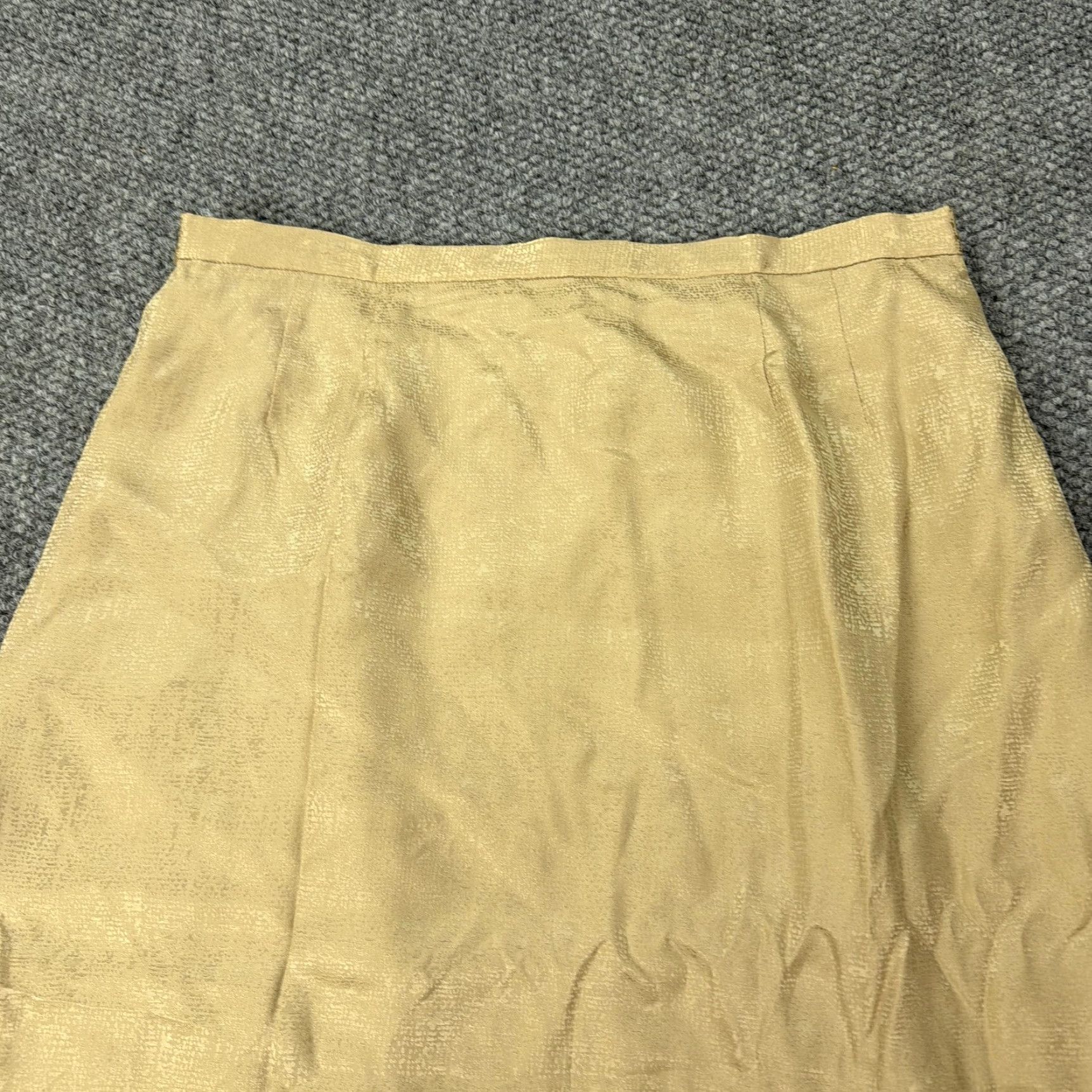 Adrianna Papell Adrianna Papell Skirt Womens 16 Gold 100% Silk Midi Pencil Career Formal Slit Lined Elastic Zip Size 38" / US 16 / IT 52 - 2 Thumbnail