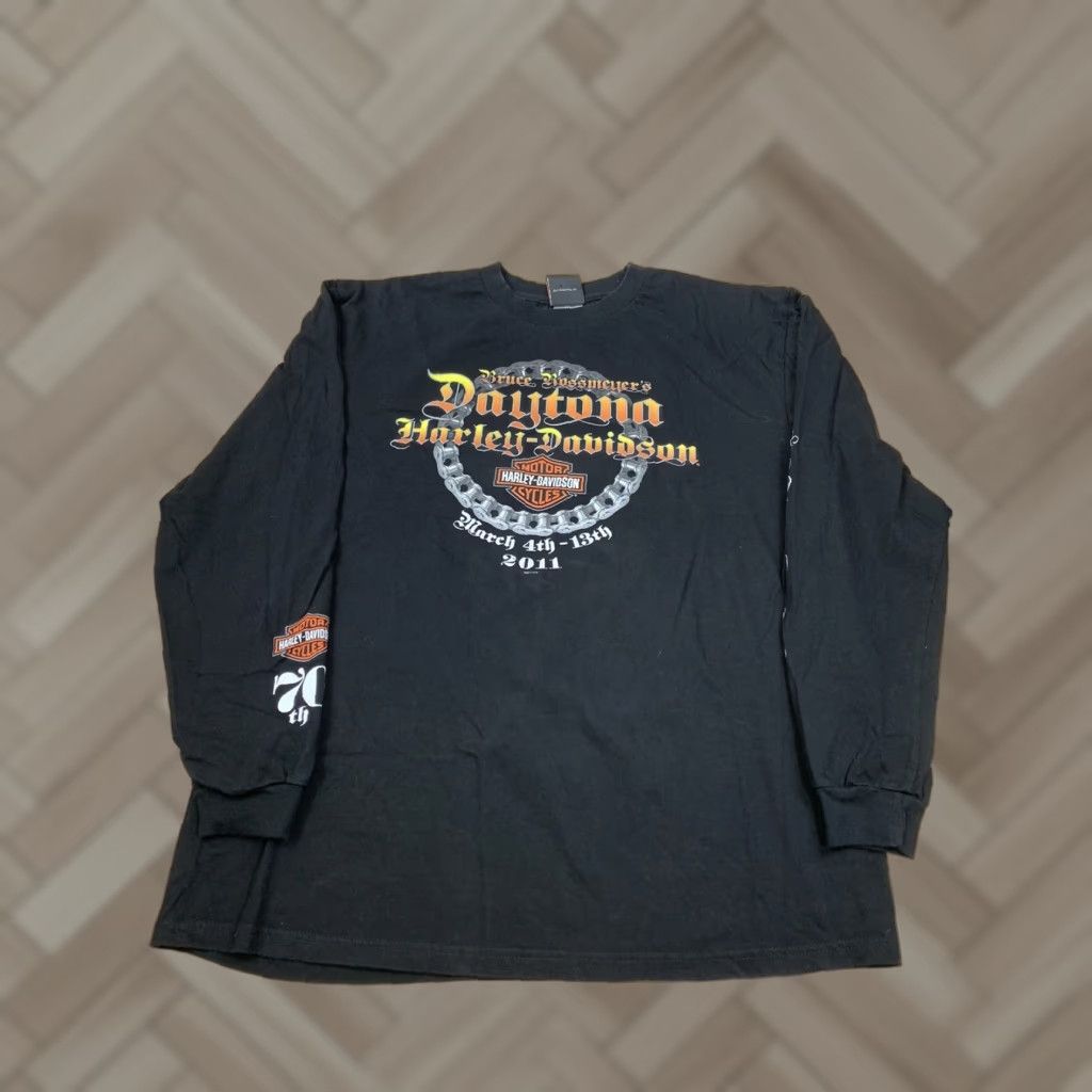 Harley Davidson Harley-Davidson Shirt Long Sleeve XL Black 70th Daytona Bike Week Graphic Print Mens Size US XL / EU 56 / 4 - 1 Thumbnail