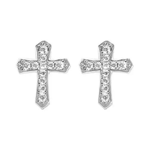 Japanese Brand Men's stud earrings in the form of crosses with stones Size ONE SIZE - 4 Thumbnail