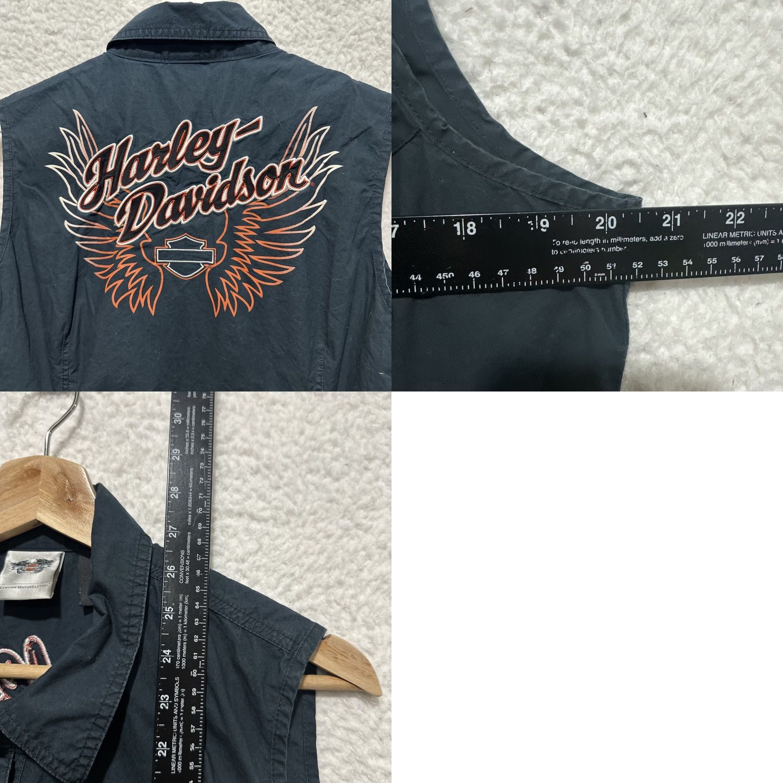 Harley Davidson Harley Davidson Womens XL Black Sleeveless Snap Button Down Fitted Tank Shirt Size XL / US 12-14 / IT 48-50 - 8 Thumbnail