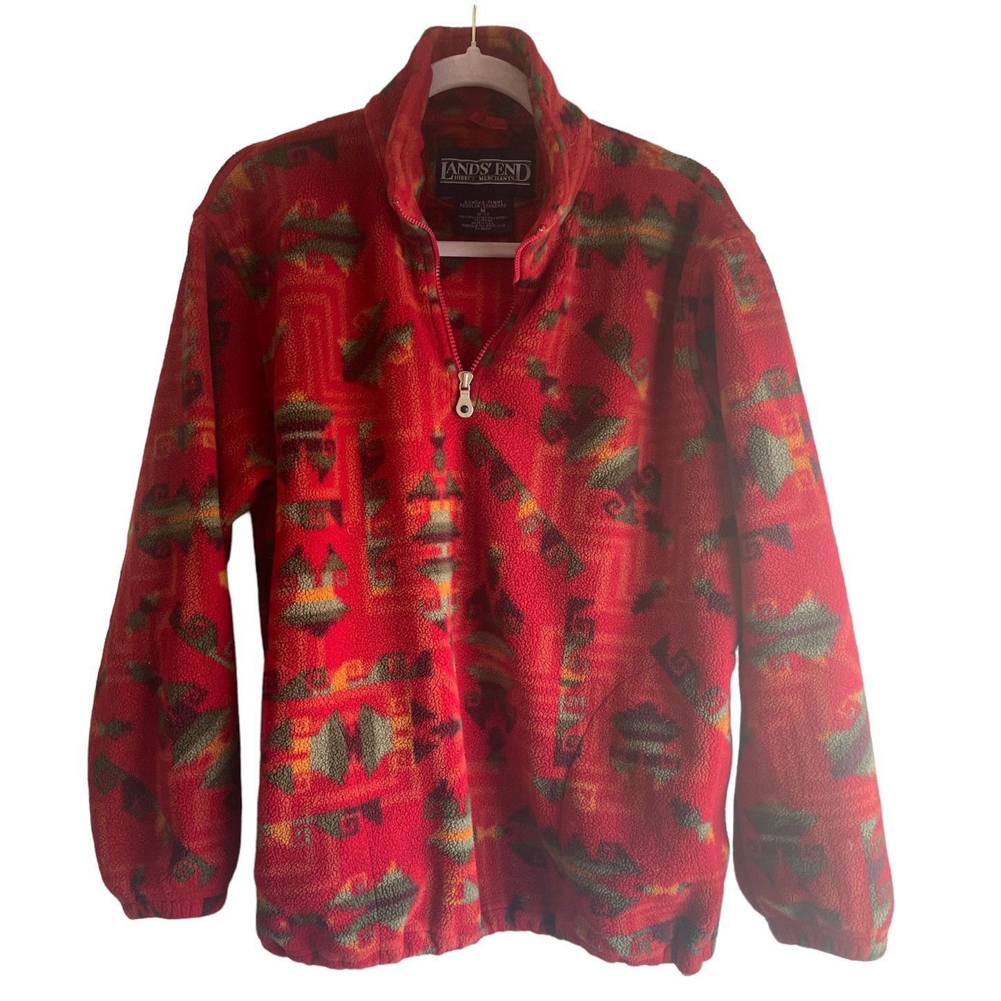 Lands' End Vintage Landsend Polartec Fleece, Aztec Red, Womans M Size M / US 6-8 / IT 42-44 - 1 Thumbnail