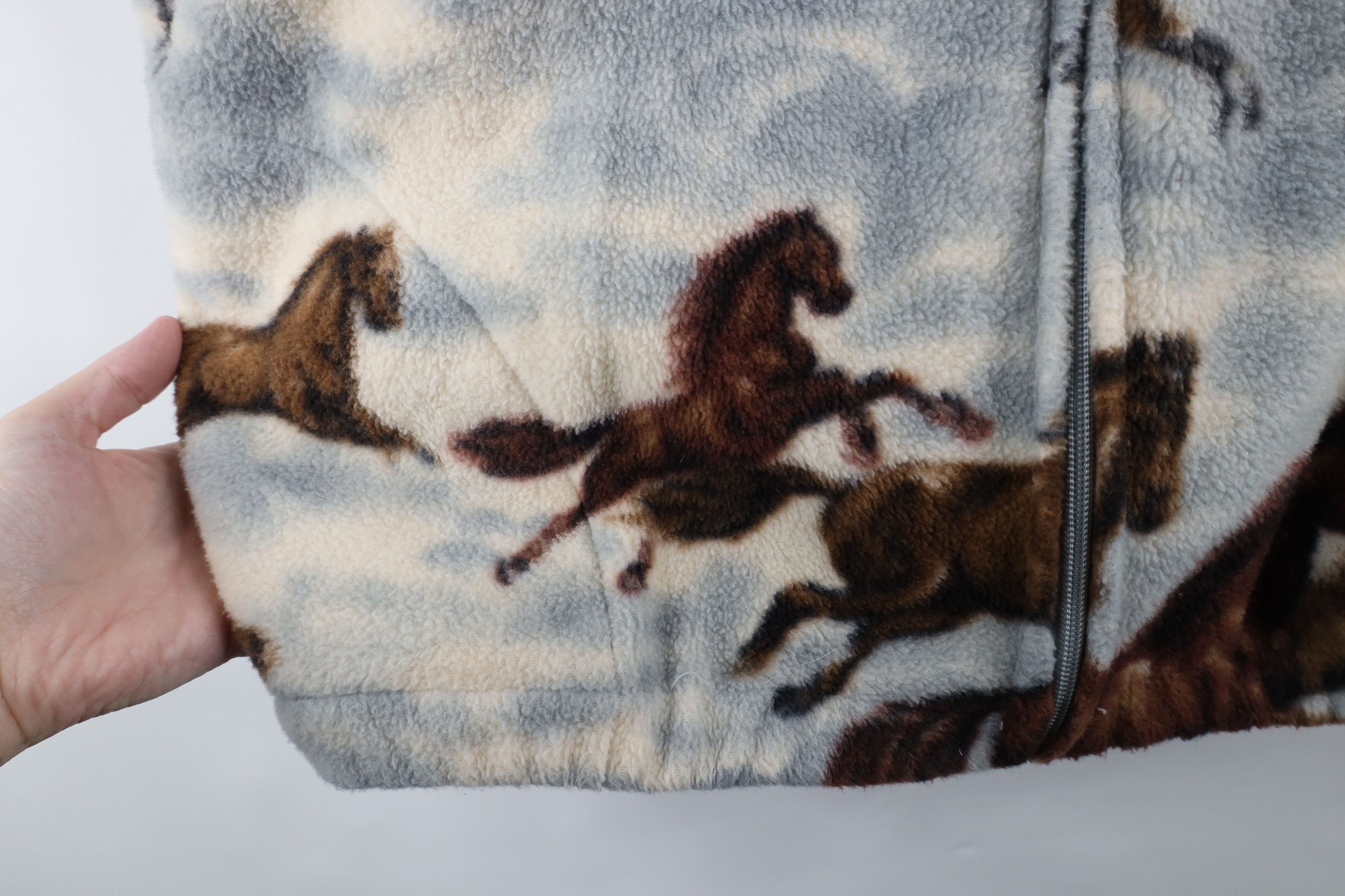 Vintage Vintage 90s Streetwear Equestrian Over Print Fleece Jacket Size XL / US 12-14 / IT 48-50 - 7 Thumbnail